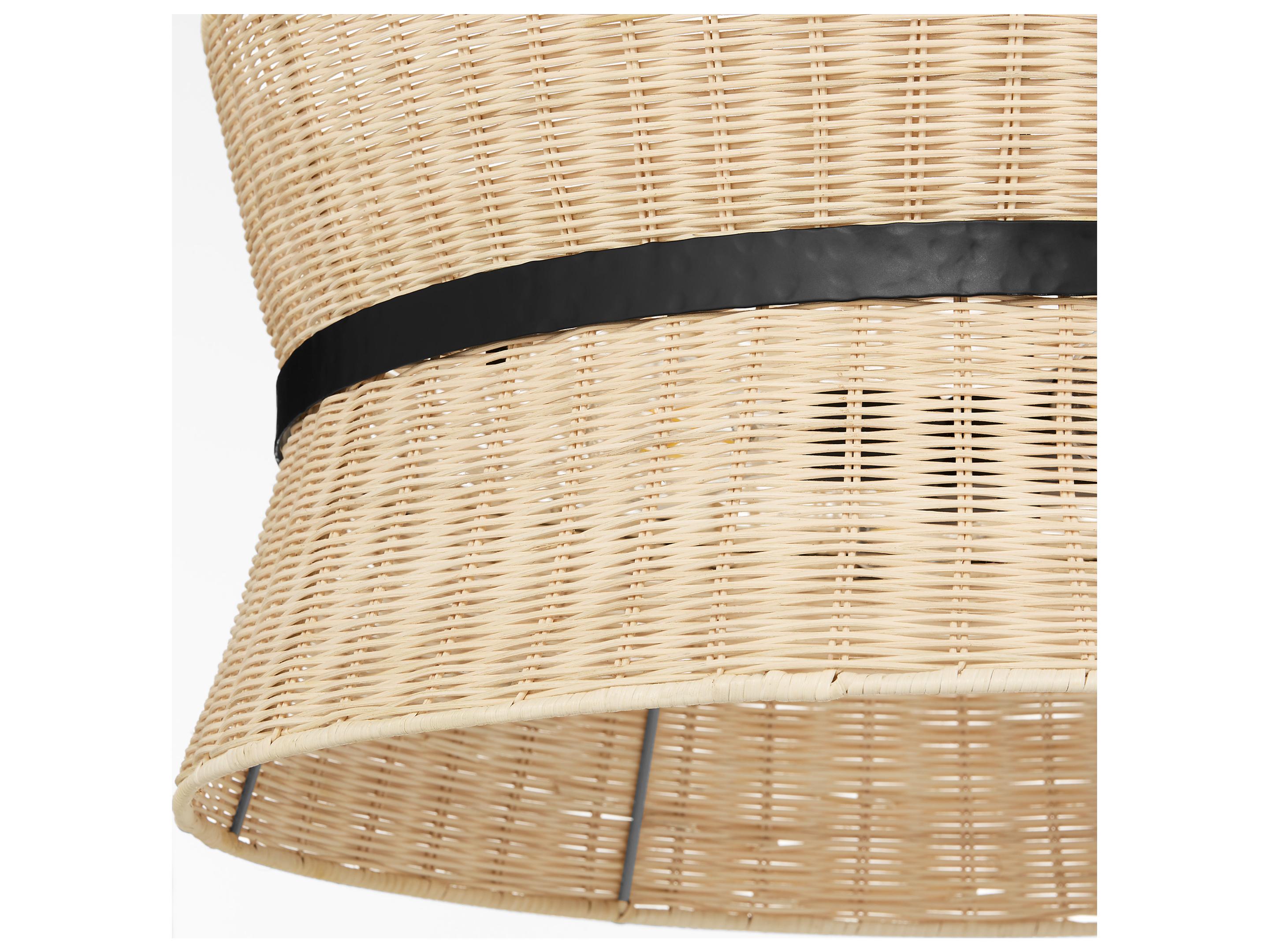 Quorum Fairview 4-Light Matte Black Wood Drum Pendant