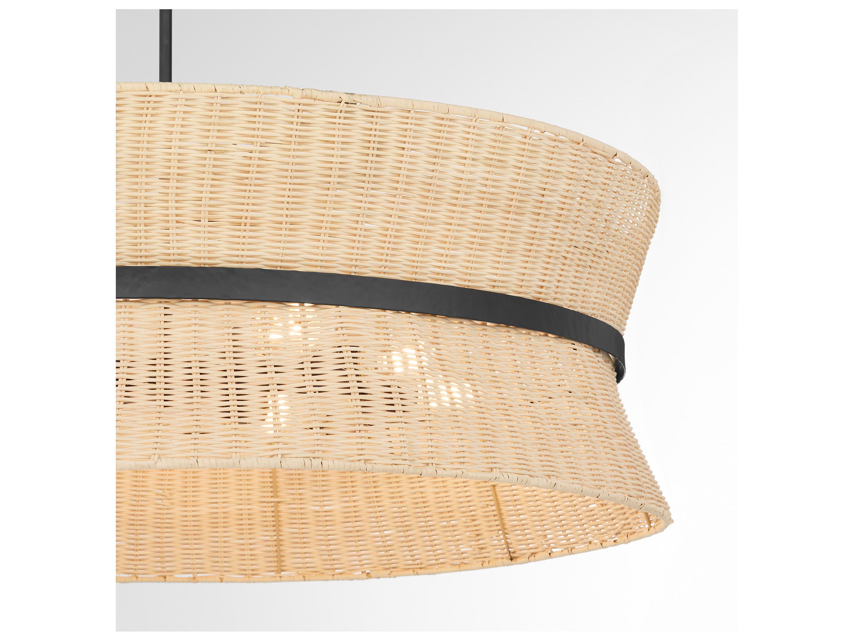 Quorum Fairview 8-Light Matte Black Wood Drum Pendant