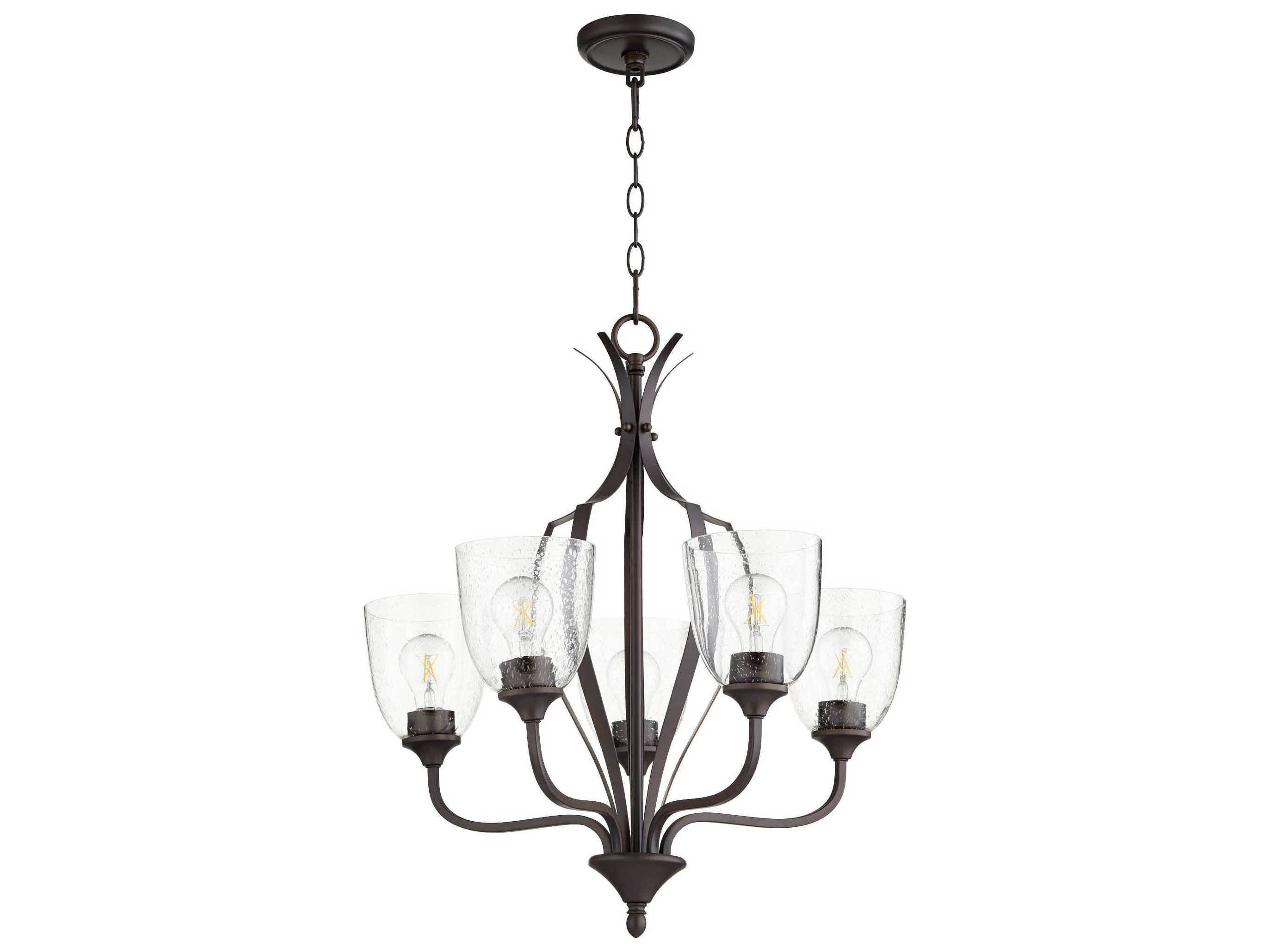 Quorum Jardin 5-Light Oiled Bronze With Clear Seeded Glass Bell Chandelier