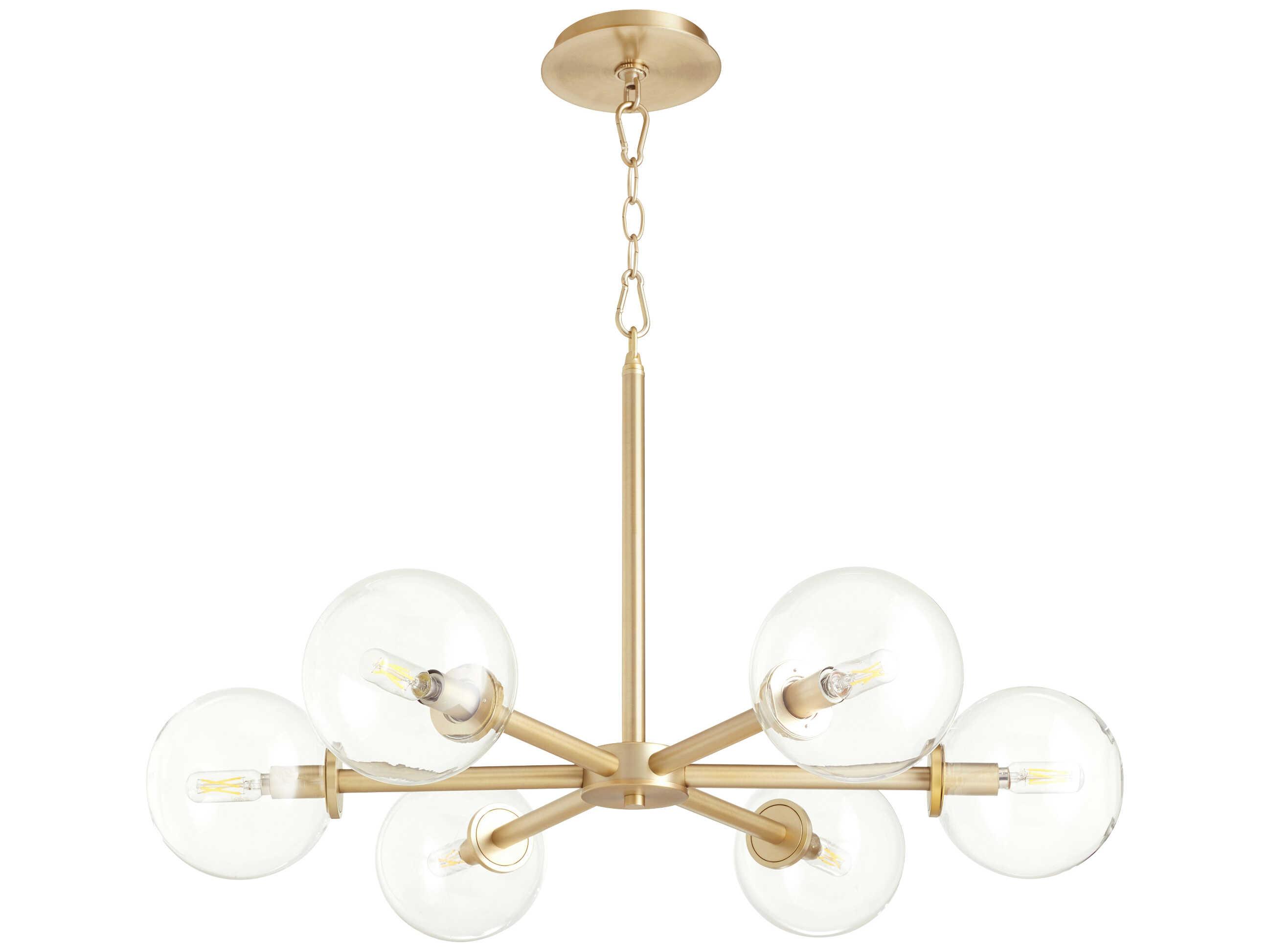Quorum Rovi 6-Light Aged Brass Glass Candelabra Globe Chandelier
