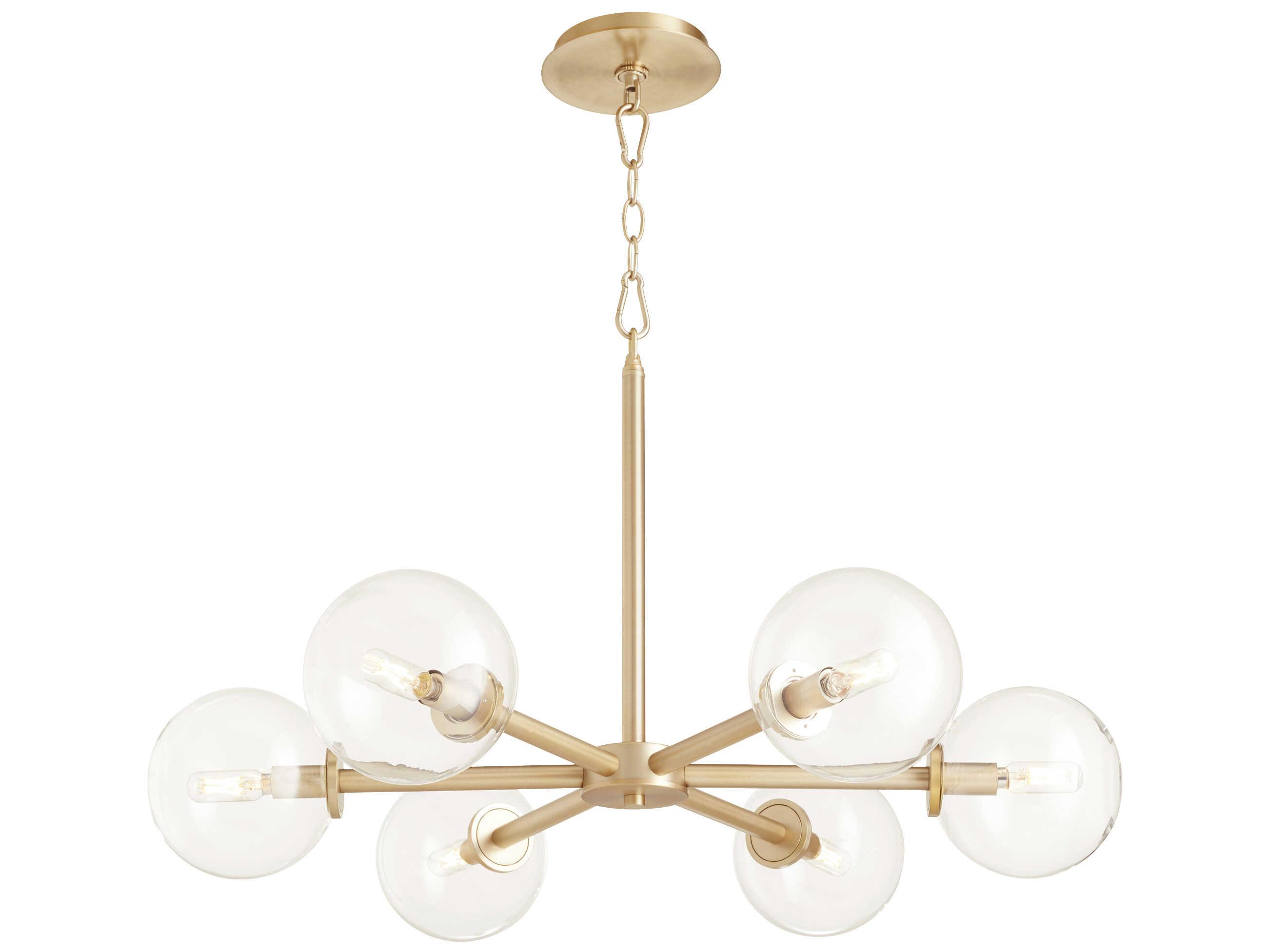 Quorum Rovi 6-Light Aged Brass Glass Candelabra Globe Chandelier