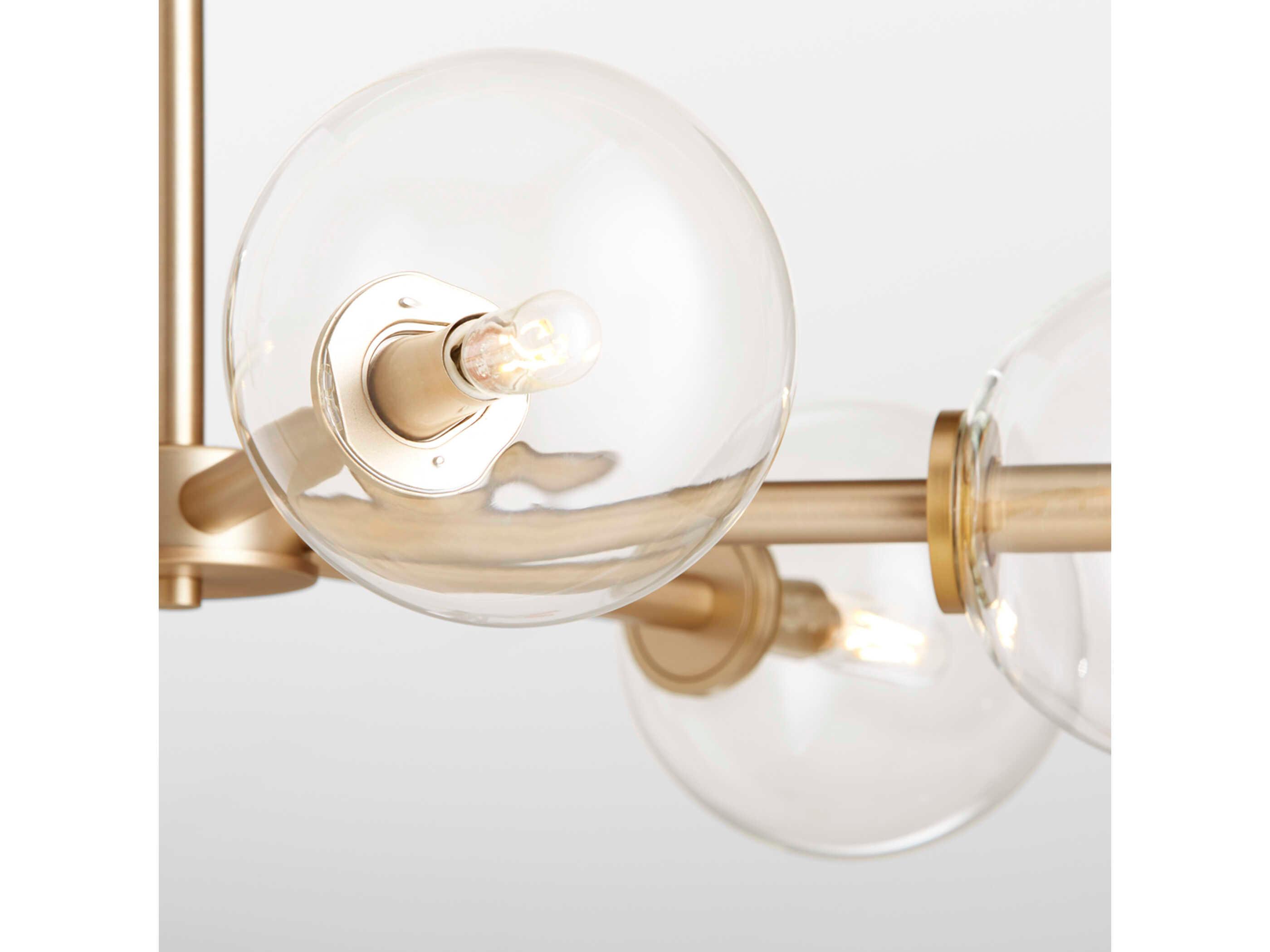 Quorum Rovi 6-Light Aged Brass Glass Candelabra Globe Chandelier