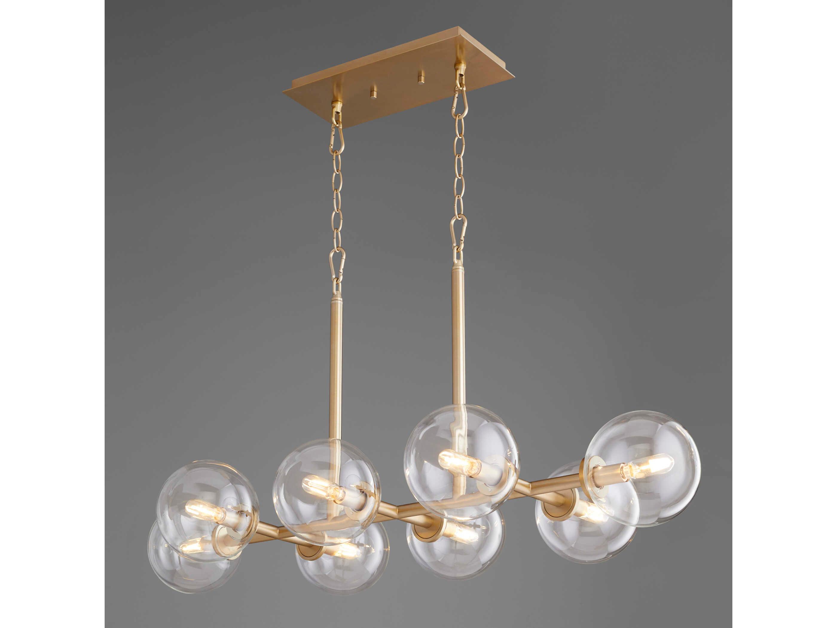 Quorum Rovi 8-Light Aged Brass Glass Globe Island Pendant
