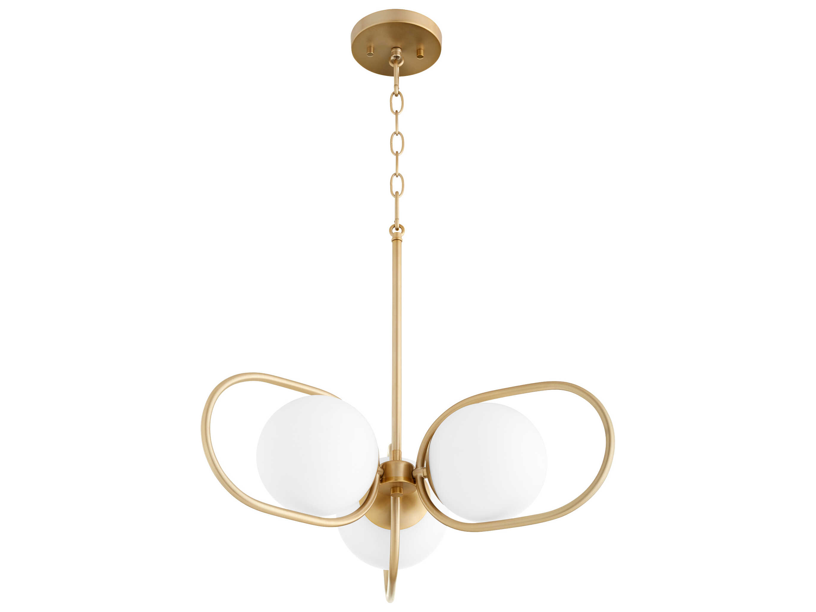 Quorum Belmont 3-Light Aged Brass Glass Globe Chandelier