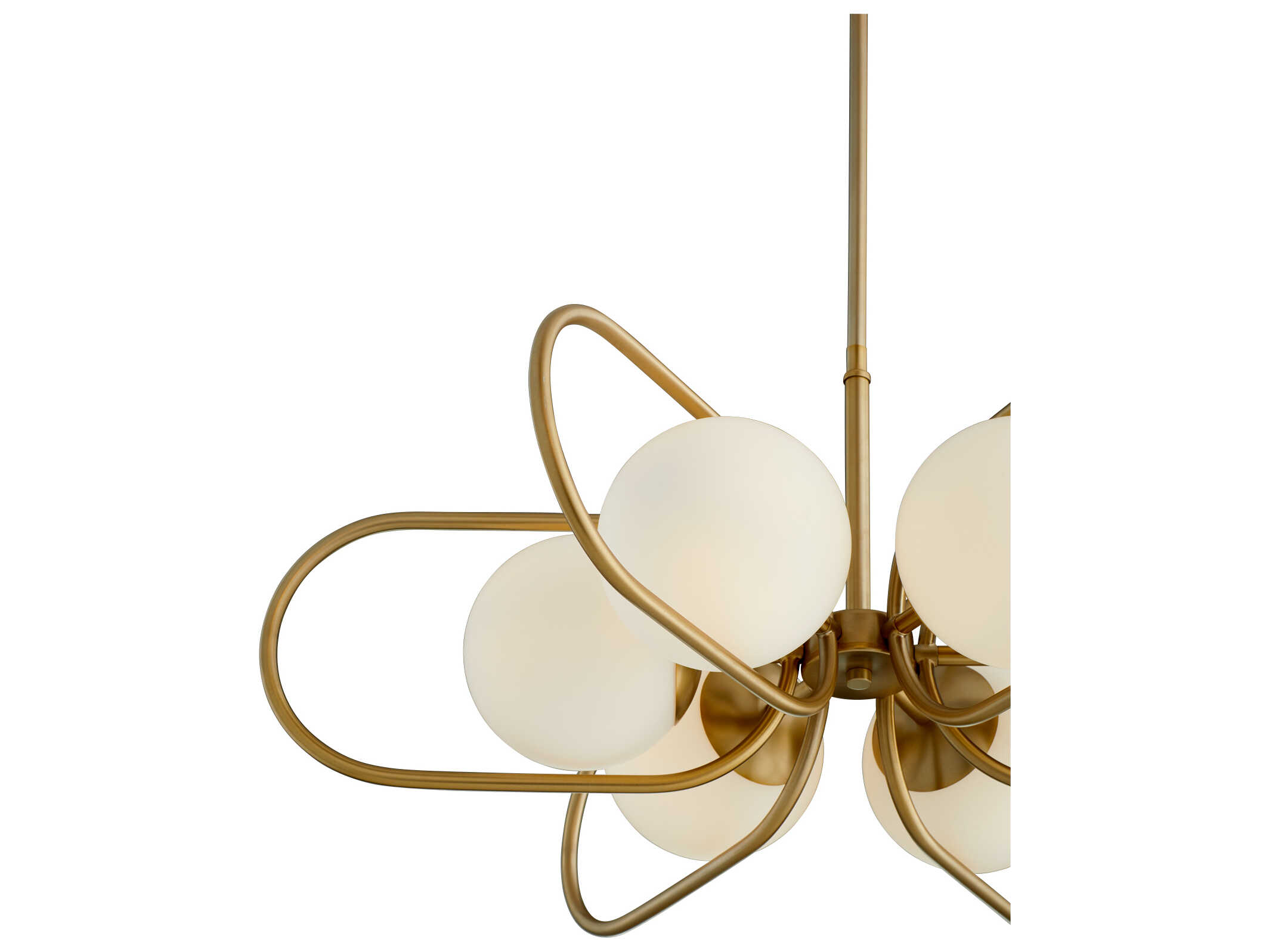 Quorum Belmont 6-Light Aged Brass Glass Globe Chandelier
