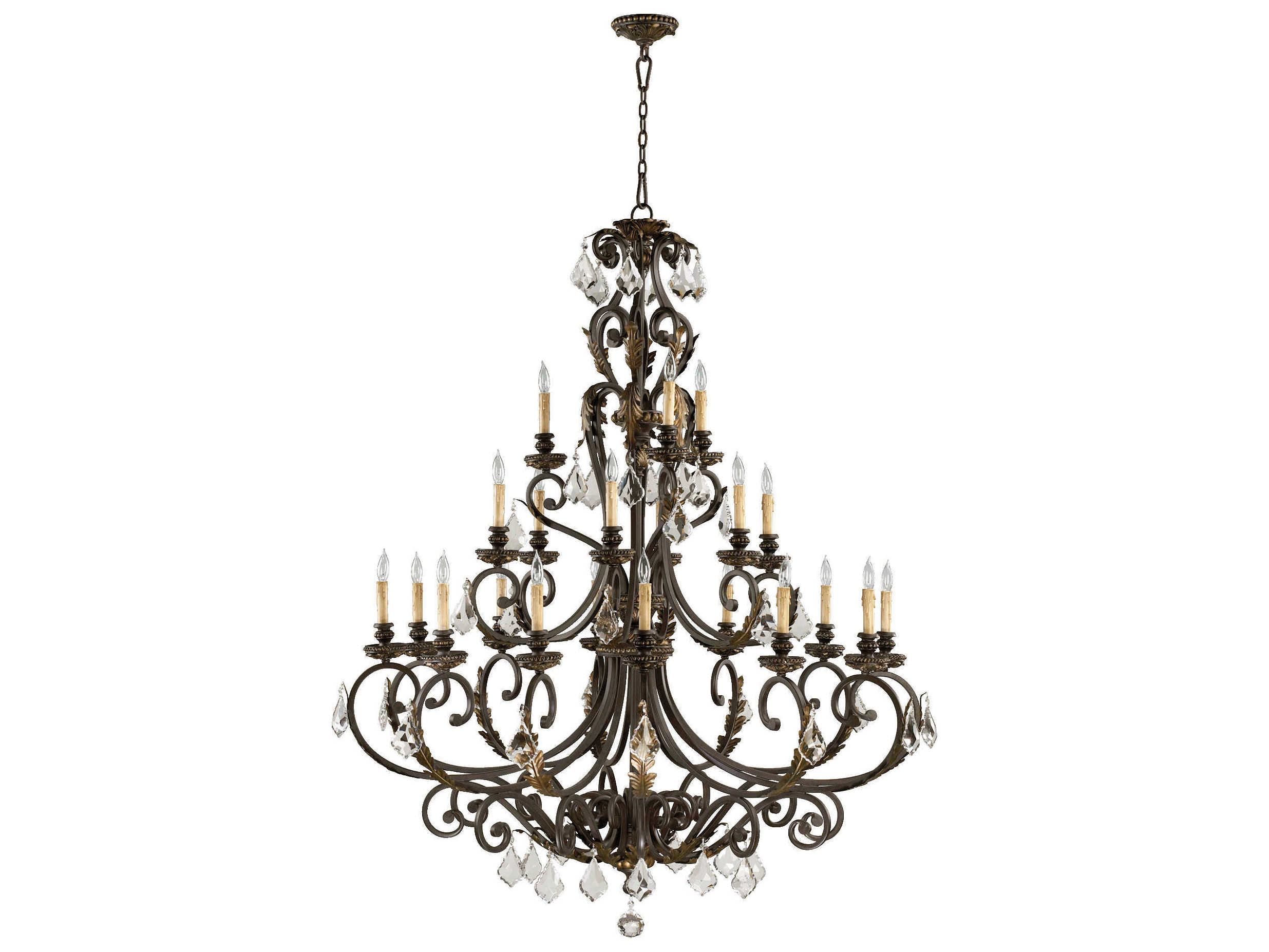Quorum Rio Salado 21-Light Toasted Sienna With Mystic Silver Brown Crystal Candelabra Tiered Chandelier
