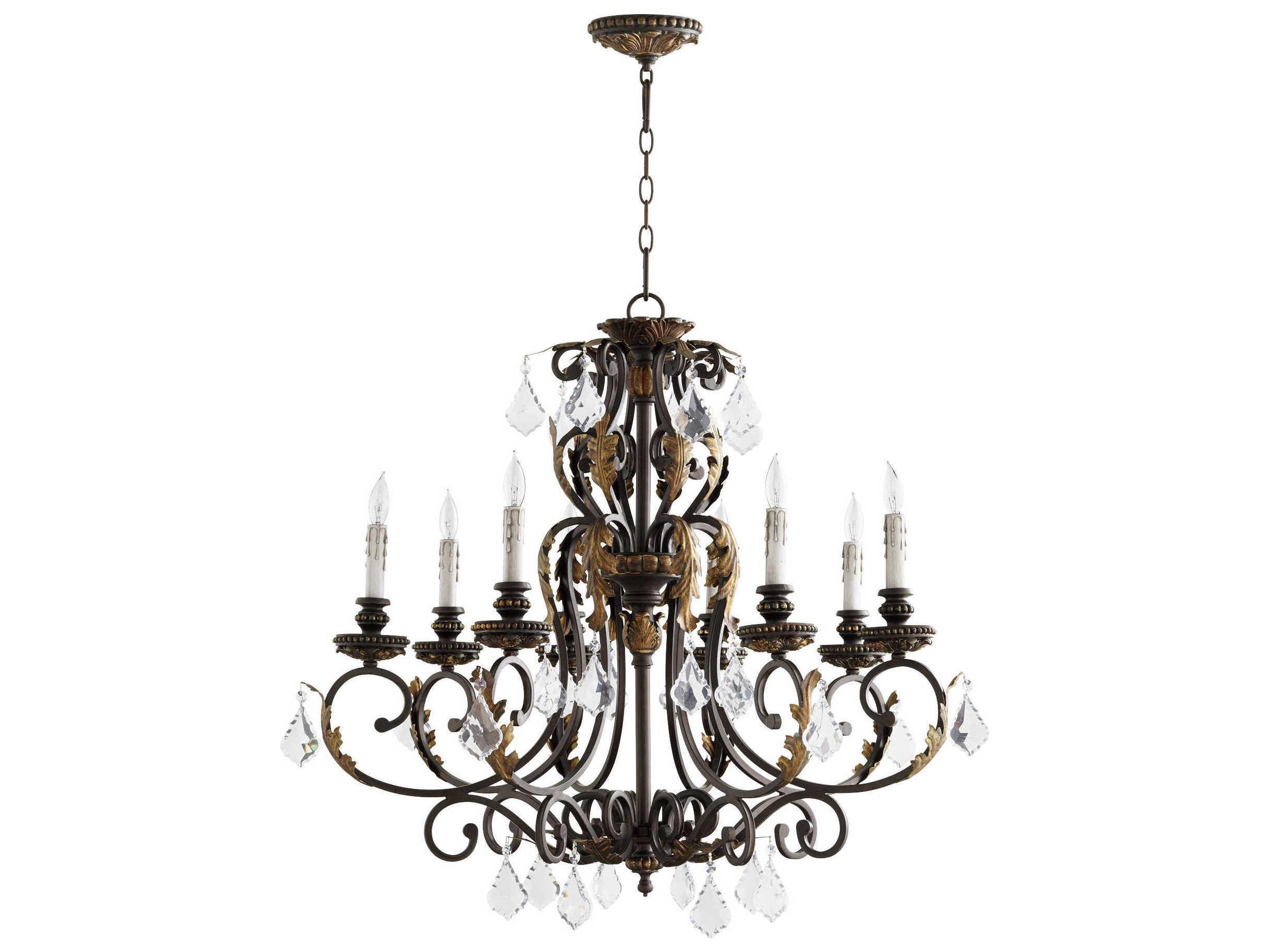 Quorum Rio Salado 8-Light Toasted Sienna With Mystic Silver Brown Crystal Chandelier