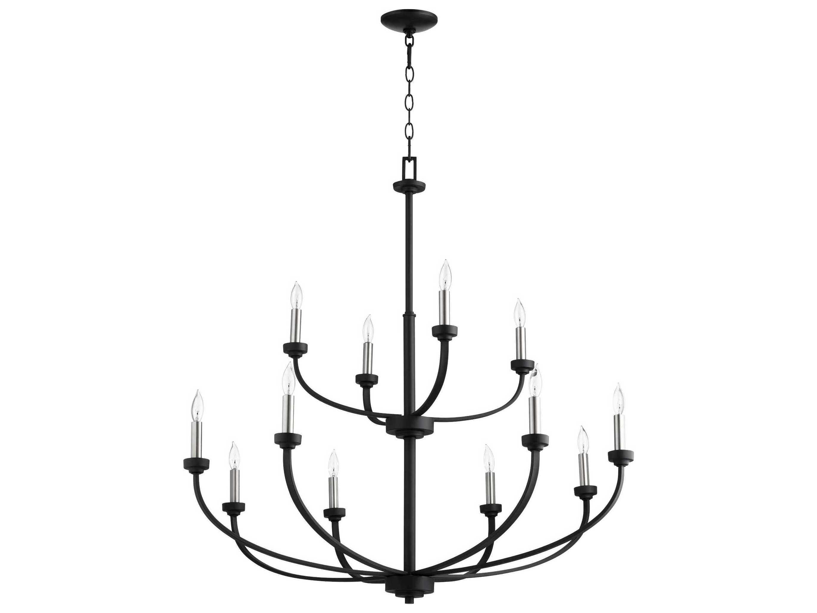 Quorum Reyes 12-Light Noir Black Candelabra Tiered Chandelier