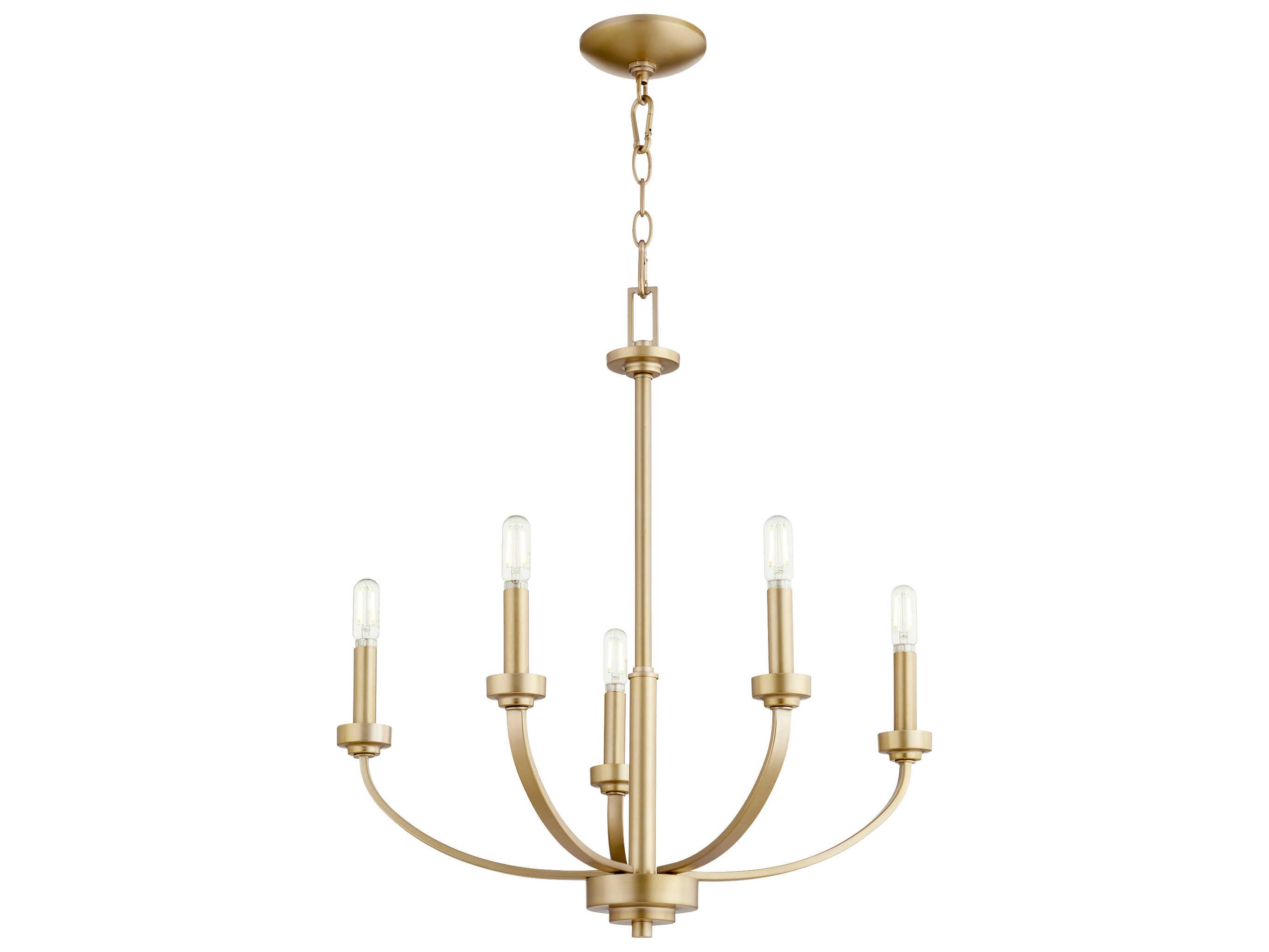 Quorum Reyes 5-Light Aged Brass Candelabra Chandelier