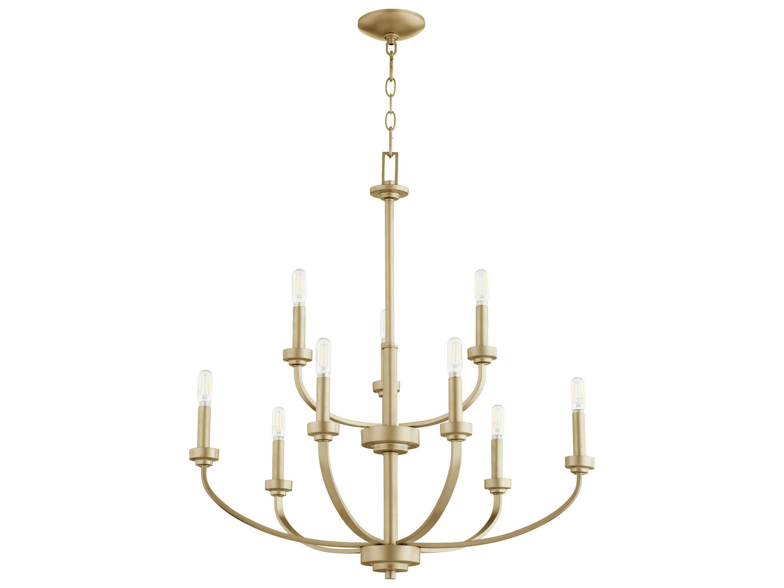 Quorum Reyes 9-Light Aged Brass Candelabra Chandelier
