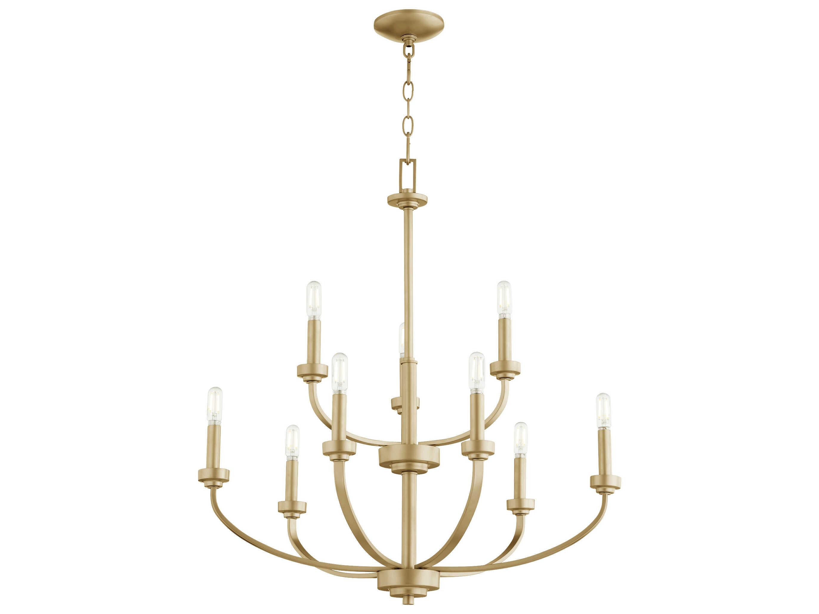 Quorum Reyes 9-Light Aged Brass Candelabra Chandelier