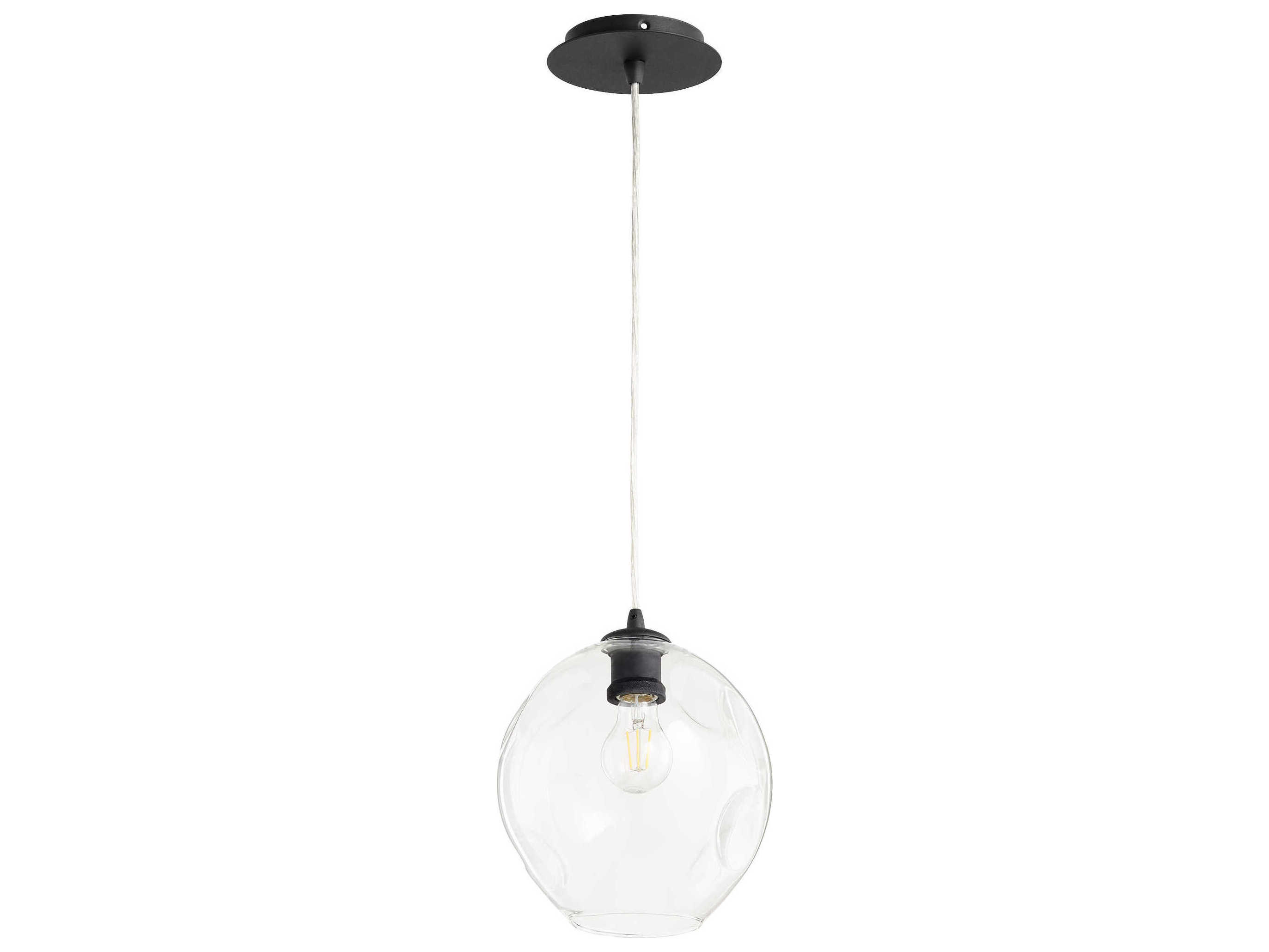 Quorum Numen 1-Light Noir Black Glass Globe Mini Pendant