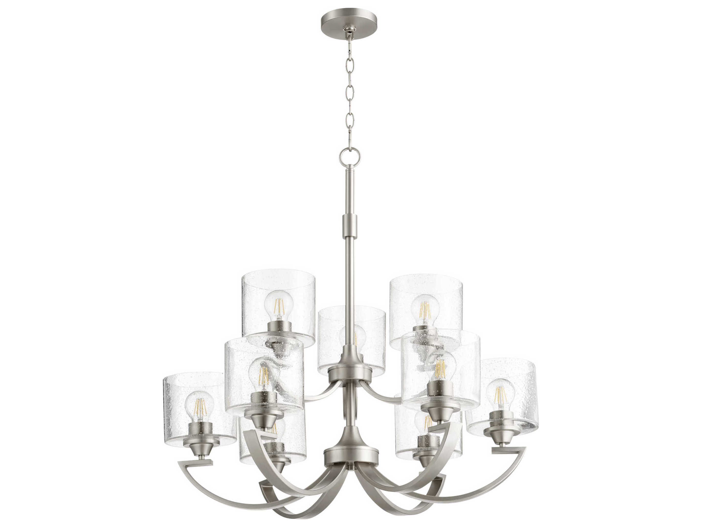Quorum Dakota 9-Light Satin Nickel Drum Tiered Chandelier