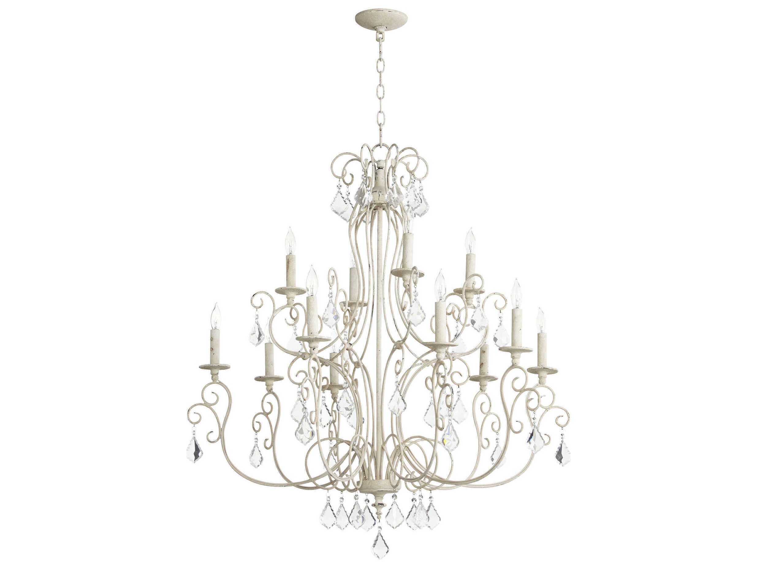 Quorum Ariel 12-Light Persian White Crystal Candelabra Tiered Chandelier