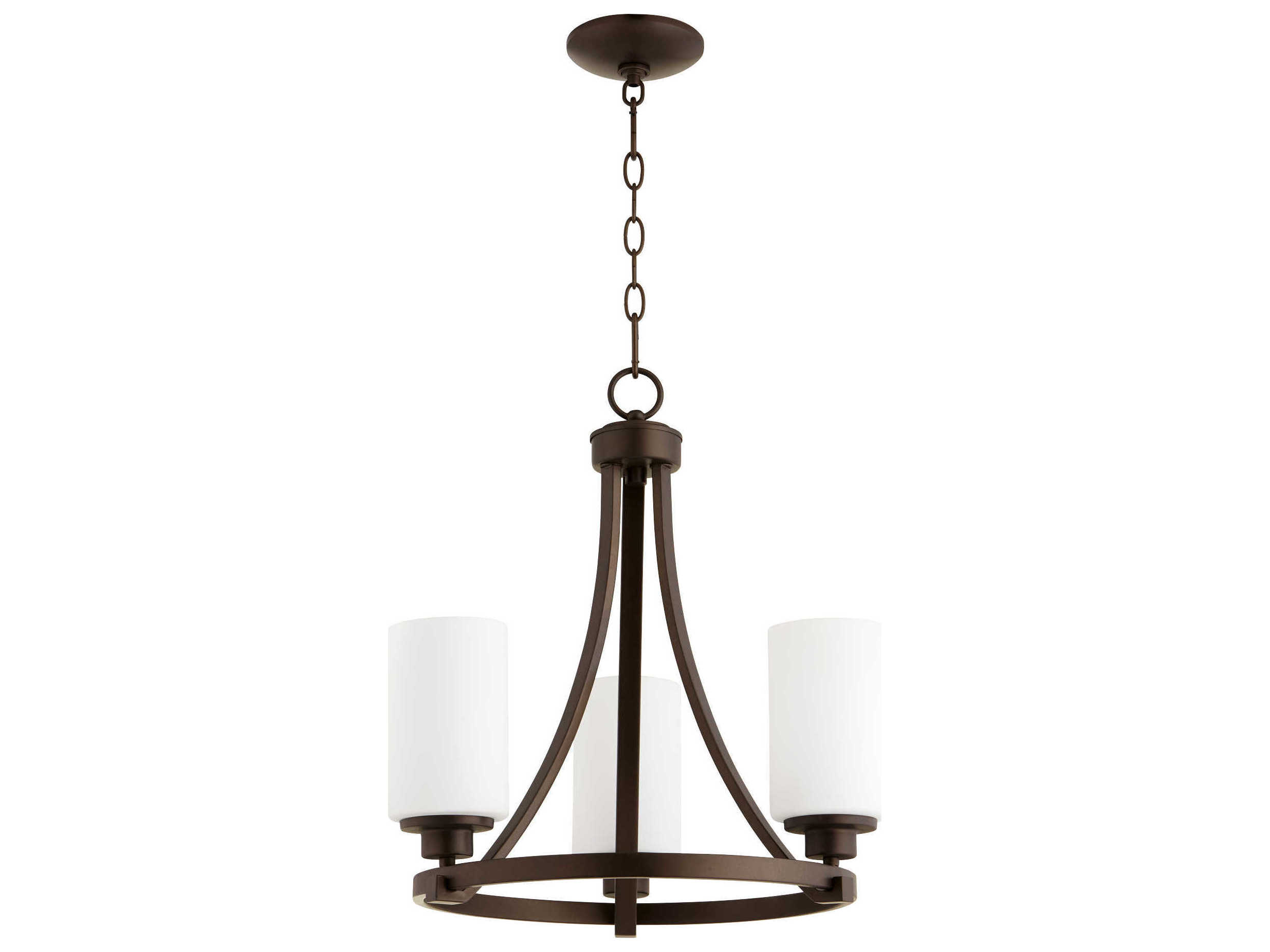 Quorum Lancaster 3-Light Oiled Bronze Glass Cylinder Chandelier