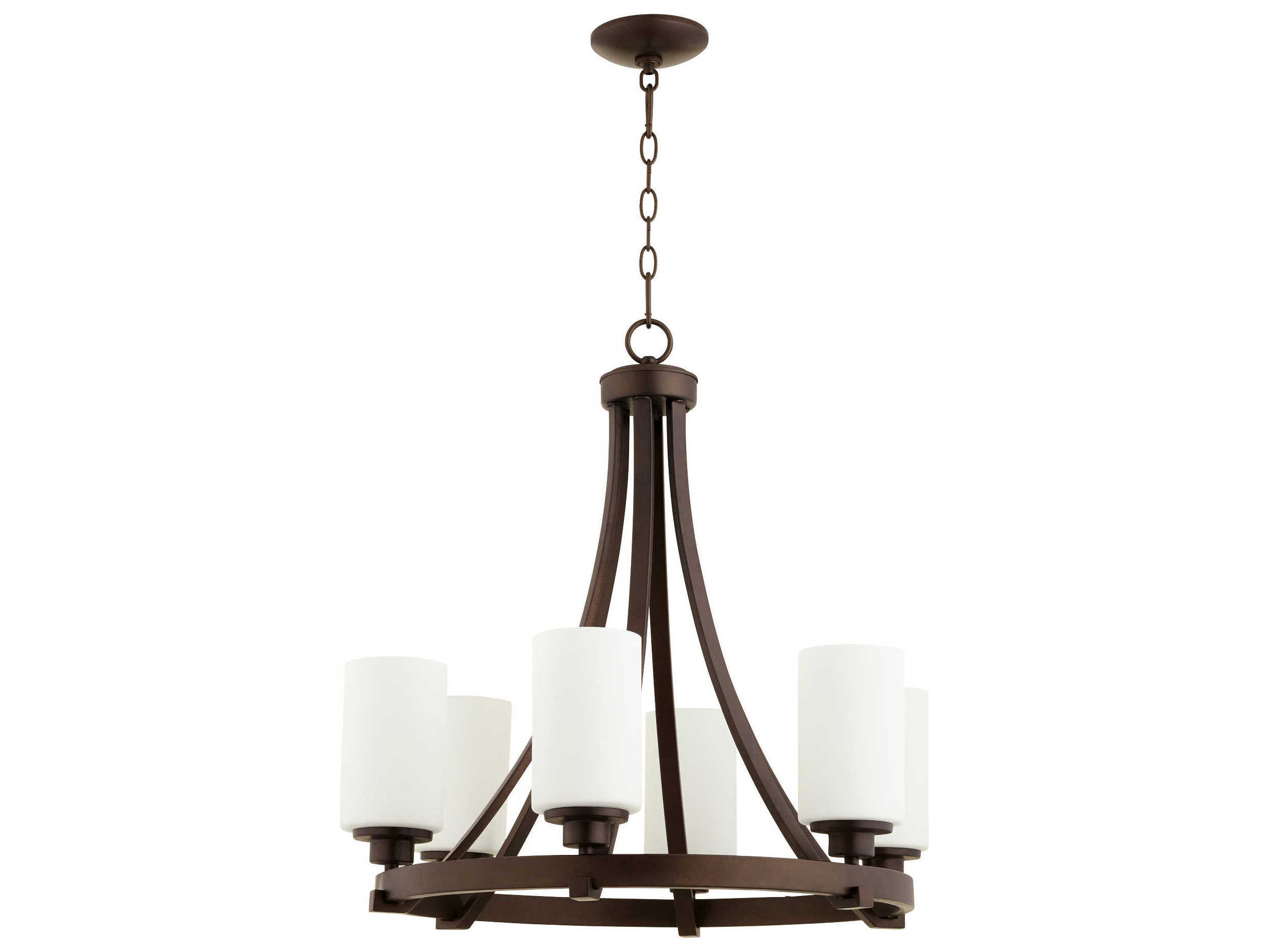 Quorum Lancaster 6-Light Oiled Bronze Glass Cylinder Chandelier