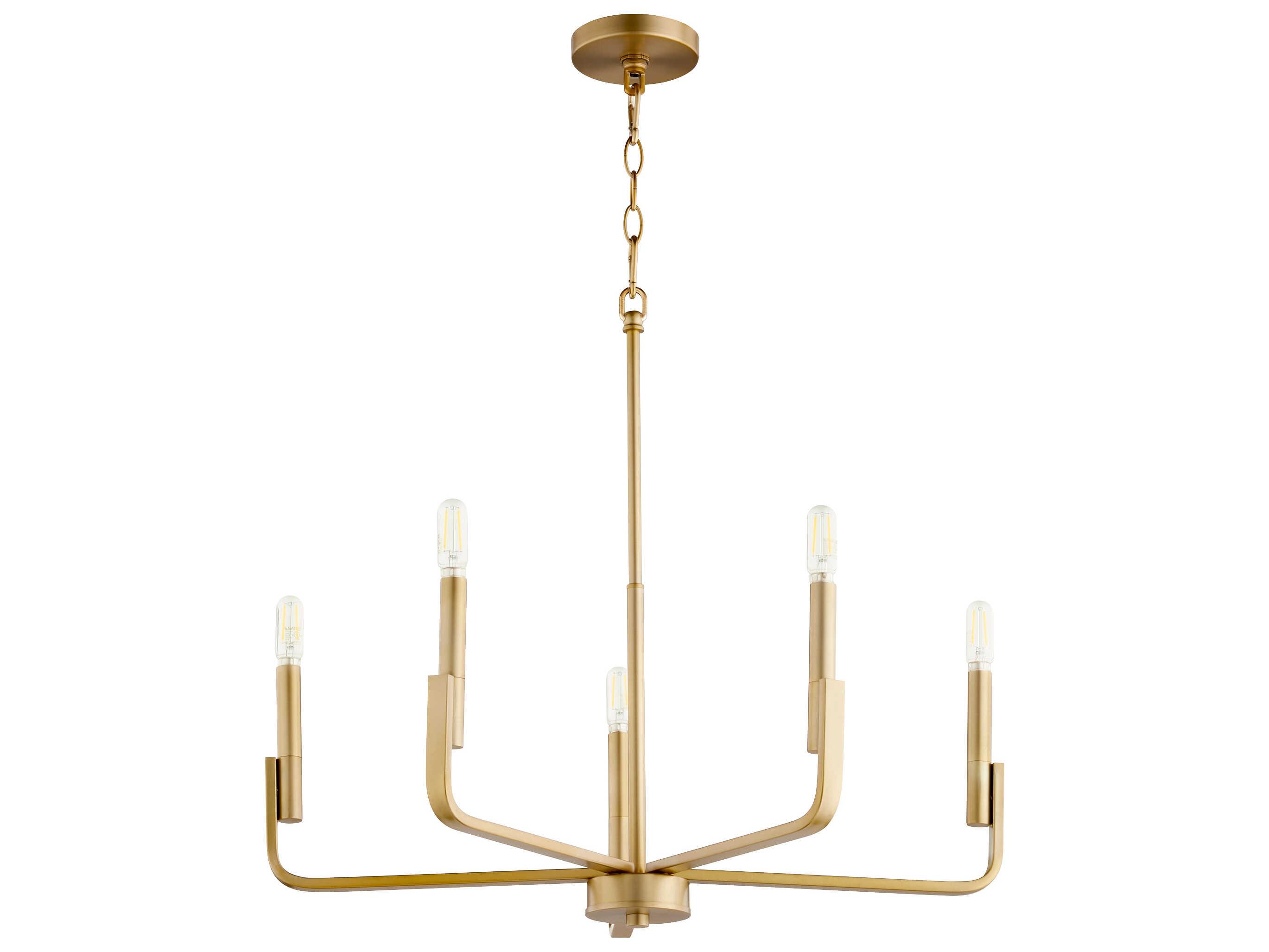 Quorum Tempo 6-Light Aged Brass Candelabra Chandelier