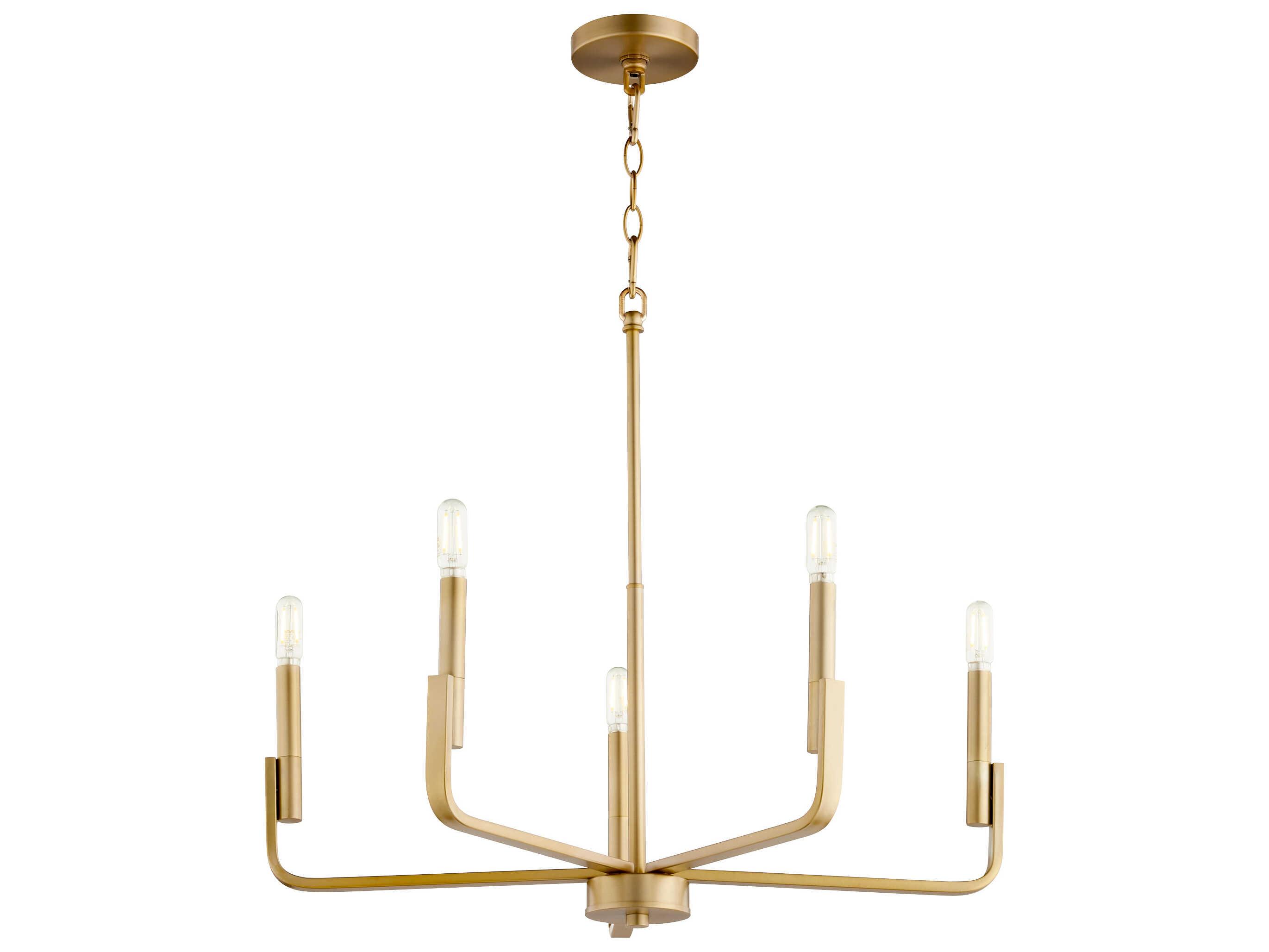 Quorum Tempo 6-Light Aged Brass Candelabra Chandelier