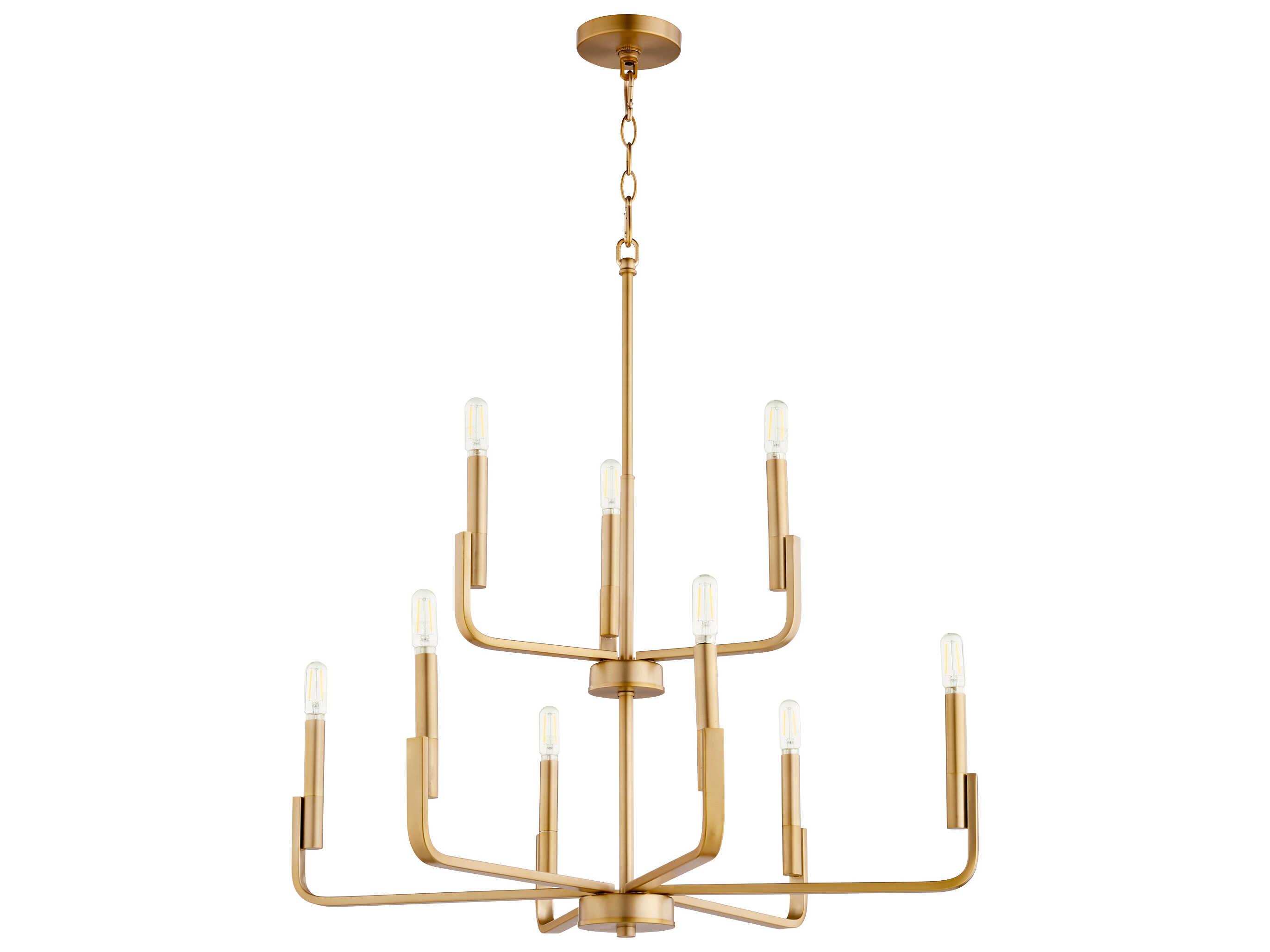Quorum Tempo 9-Light Aged Brass Candelabra Chandelier