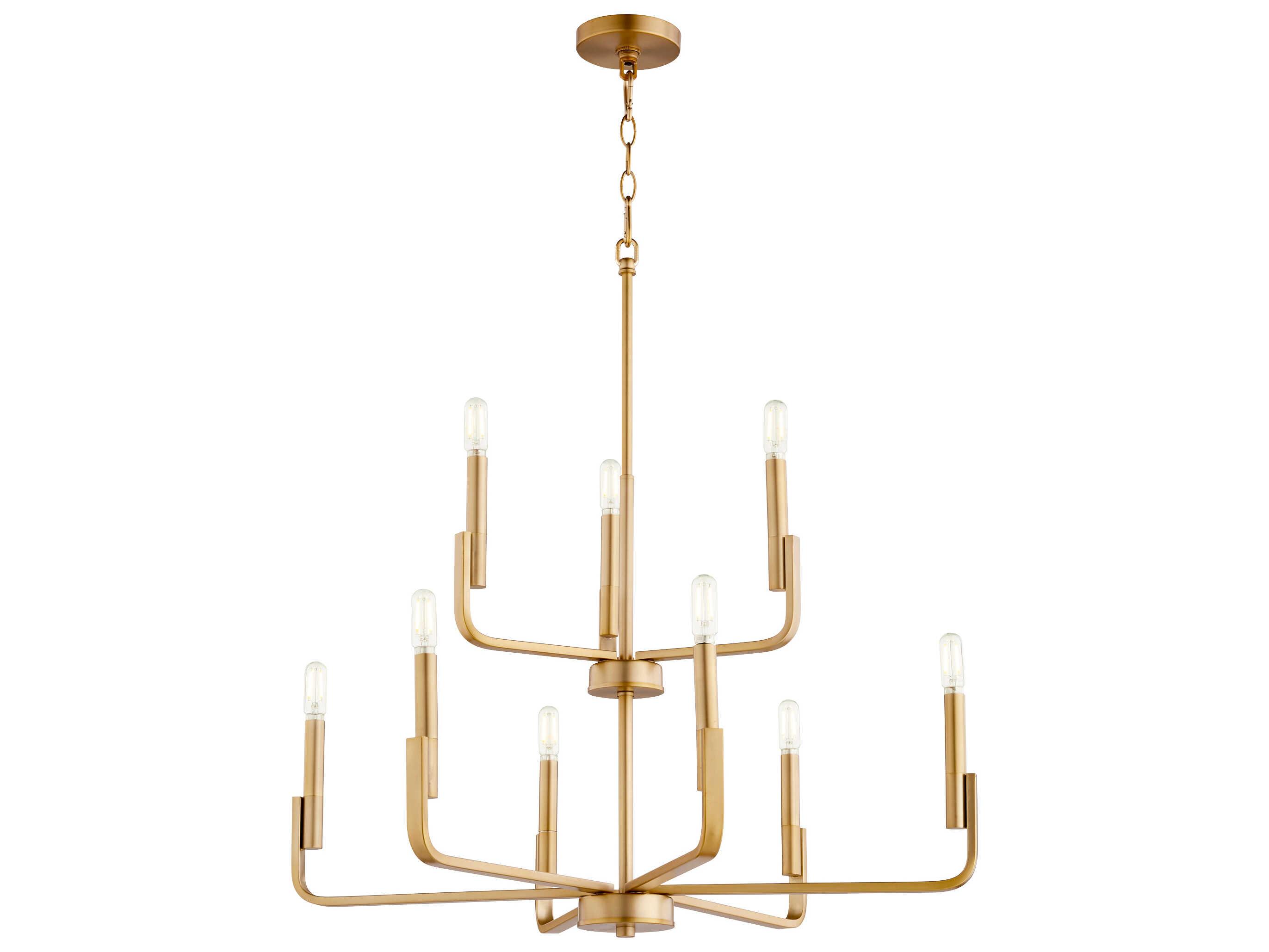 Quorum Tempo 9-Light Aged Brass Candelabra Chandelier
