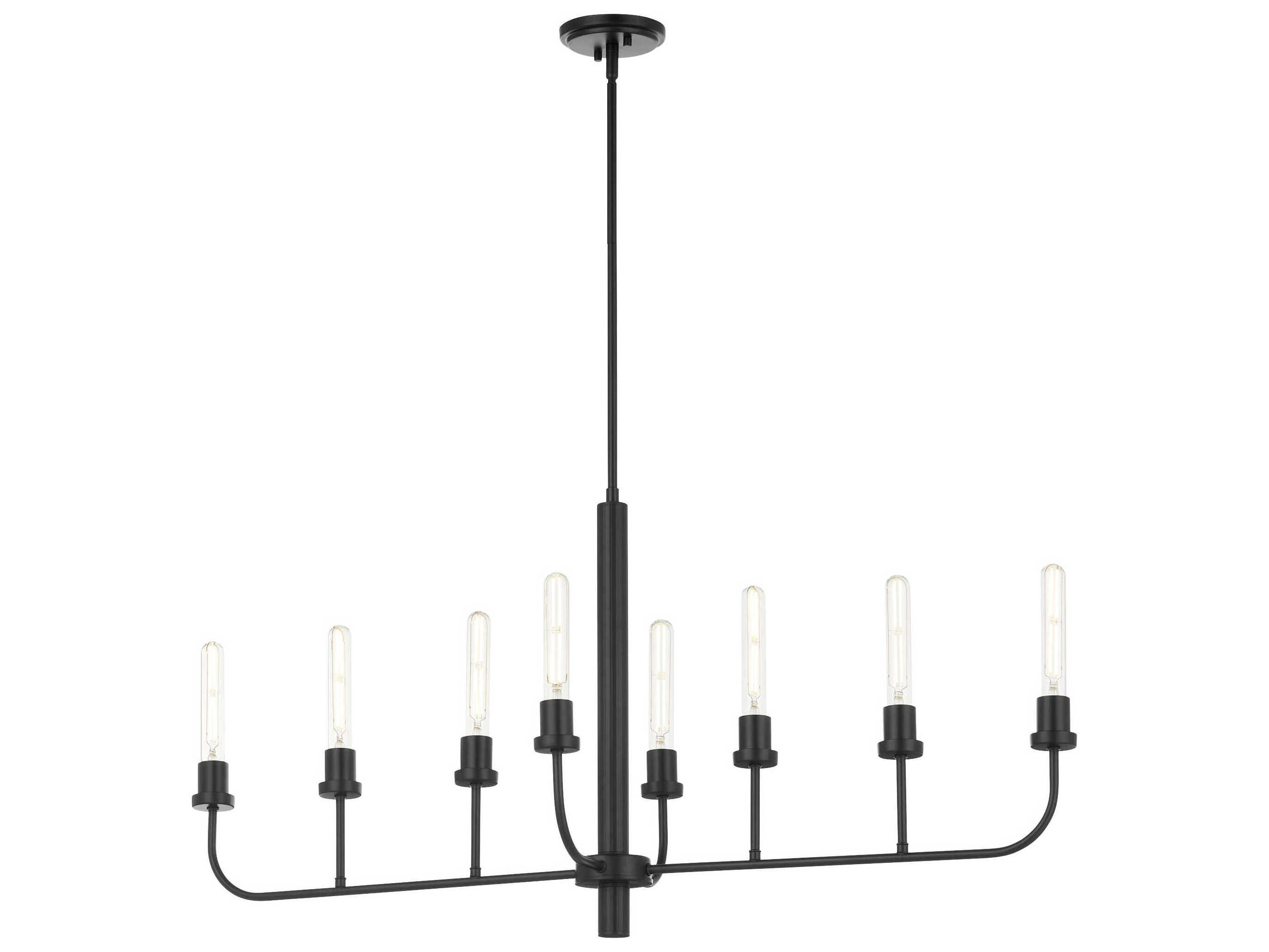 Quorum Sheridan 8-Light Matte Black Linear Island Pendant