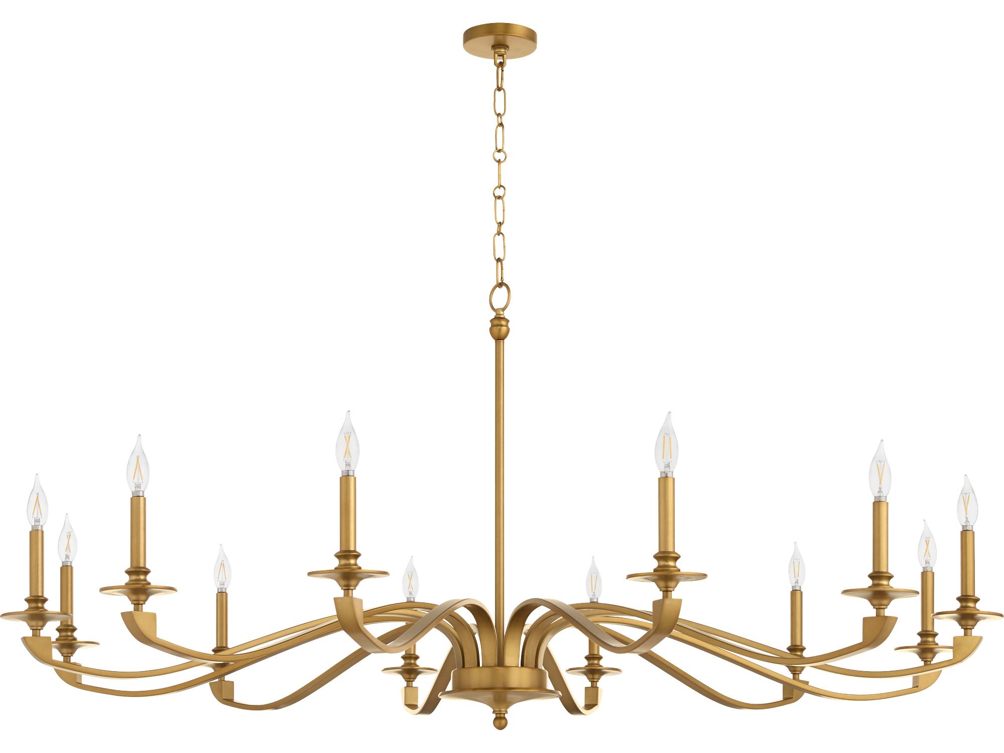 Quorum Chantelle 12-Light Brushed Brass Candelabra Chandelier