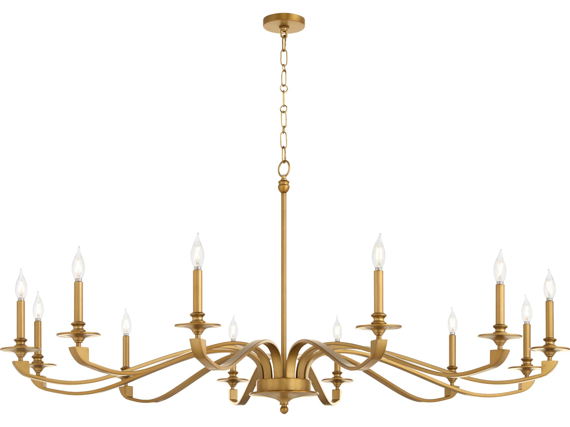 Quorum Chantelle 12-Light Brushed Brass Candelabra Chandelier