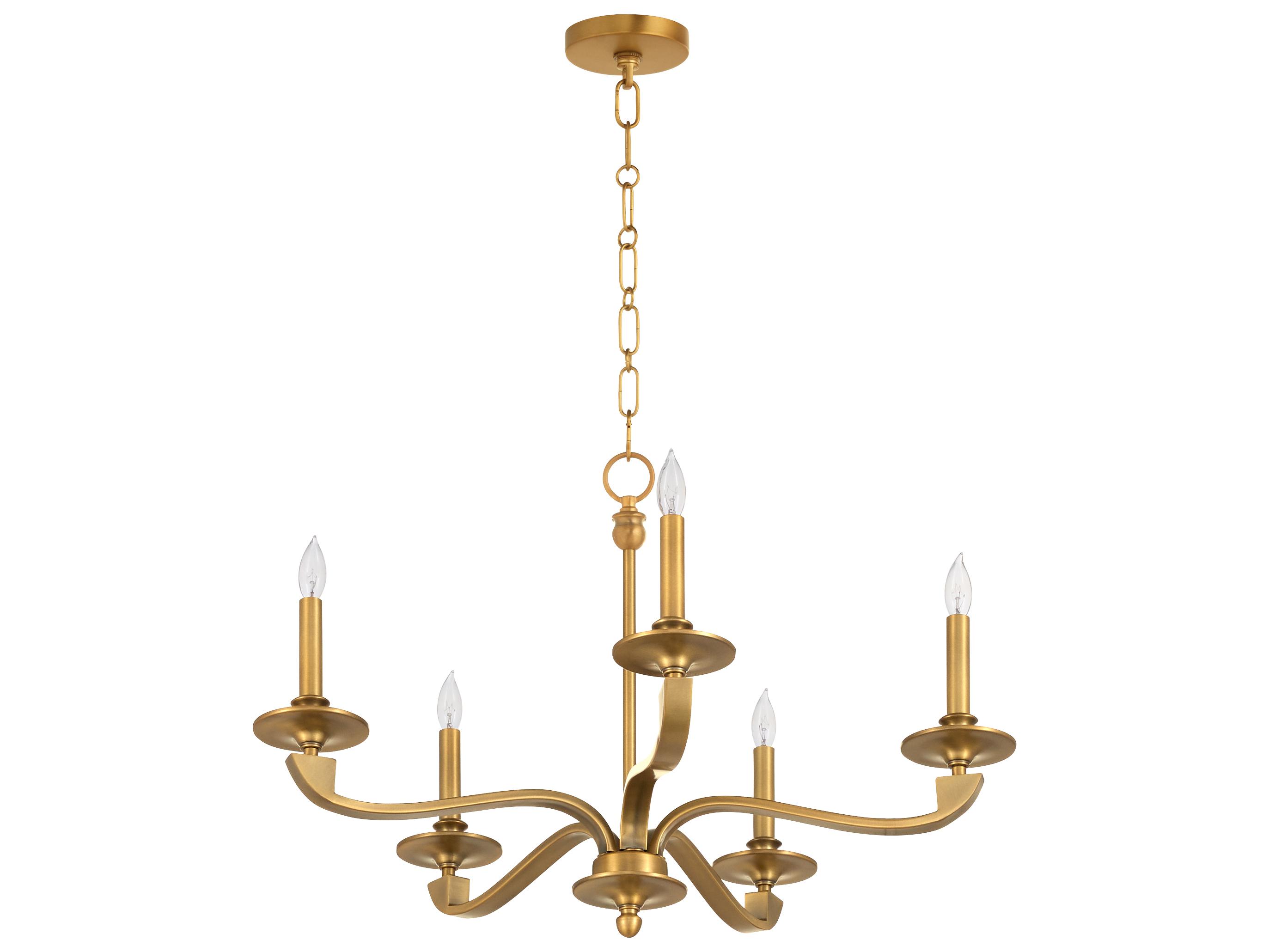 Quorum Chantelle 5-Light Brushed Brass Candelabra Chandelier