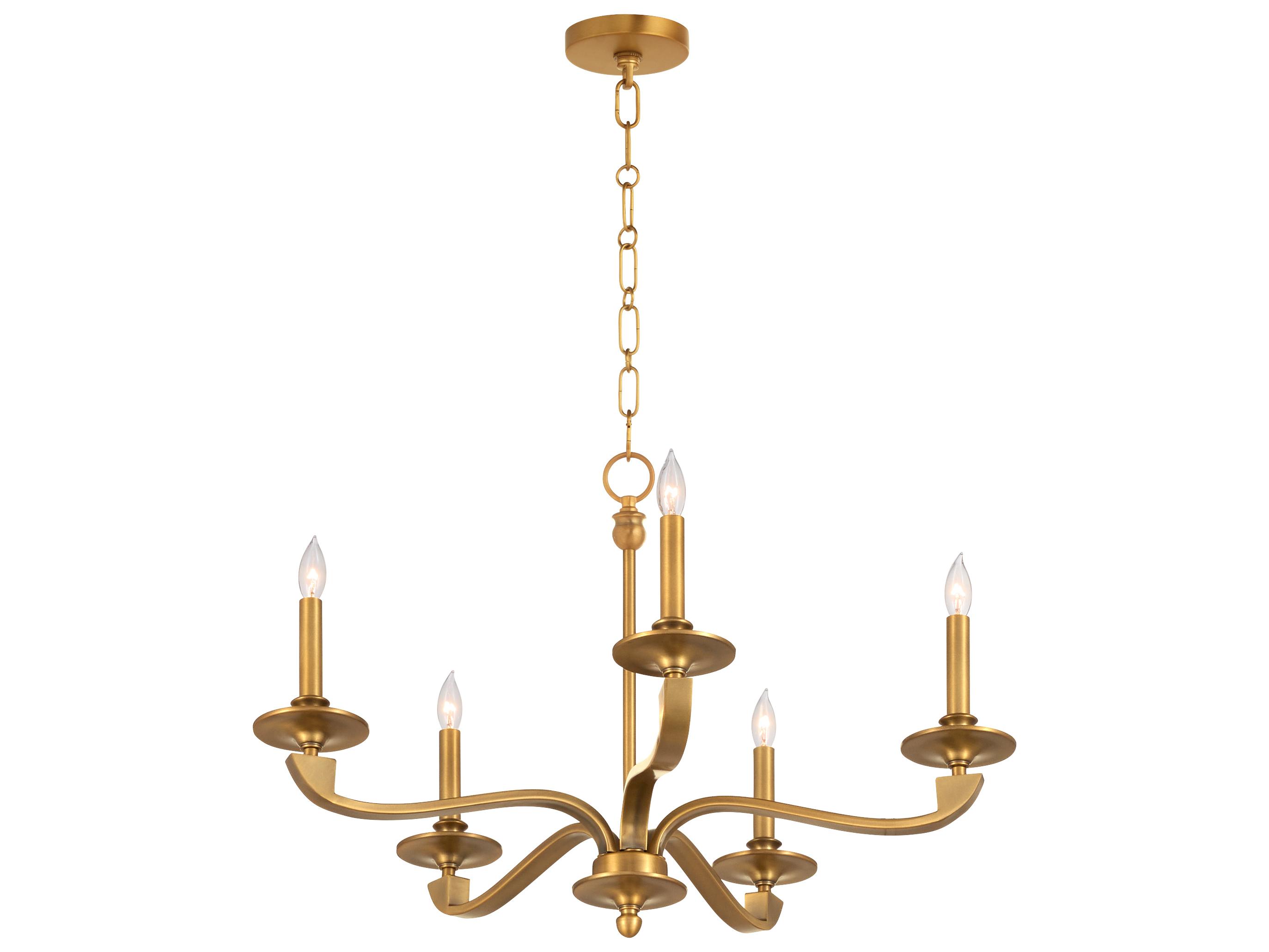 Quorum Chantelle 5-Light Brushed Brass Candelabra Chandelier