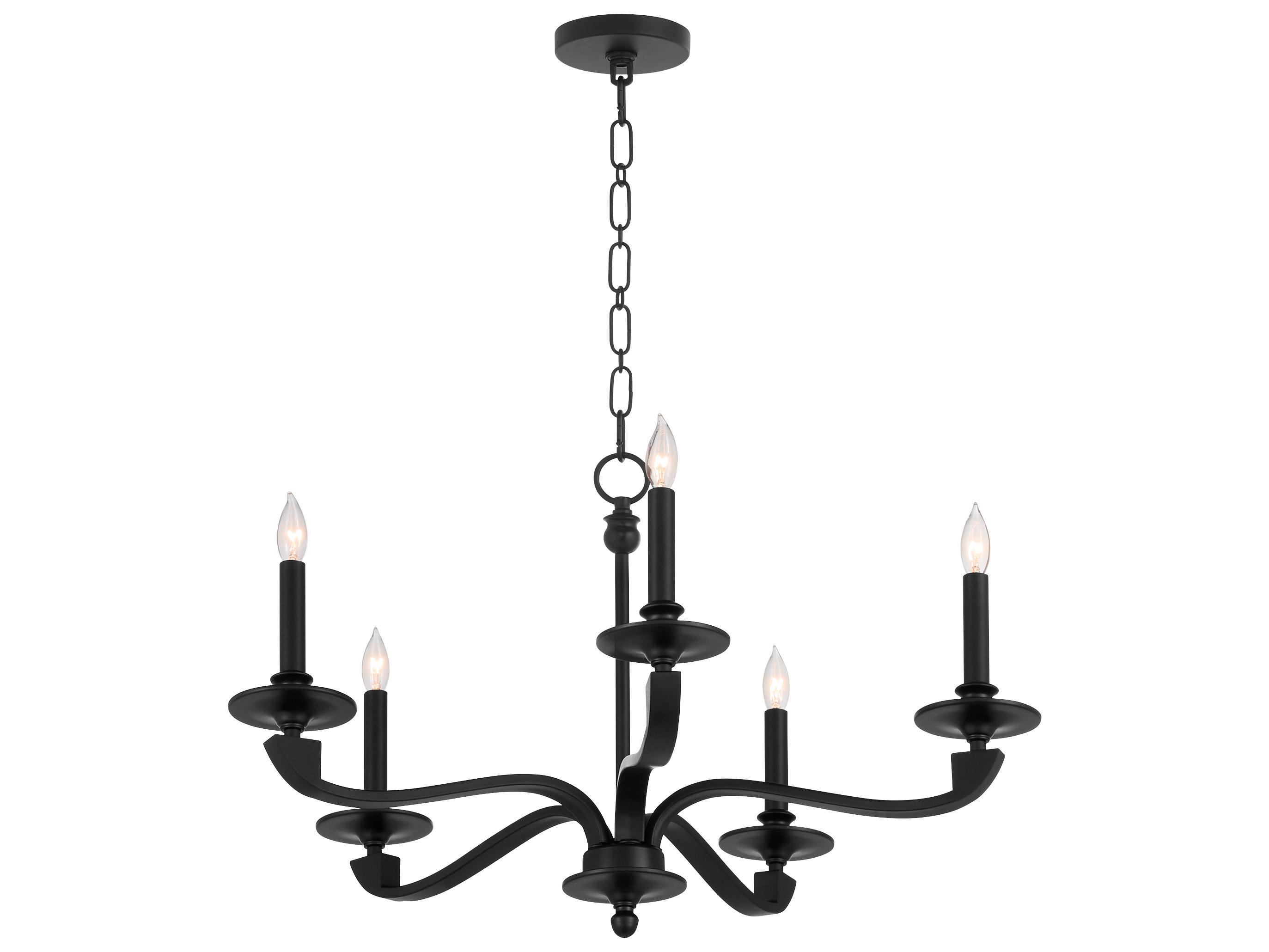 Quorum Chantelle 5-Light Matte Black Candelabra Chandelier