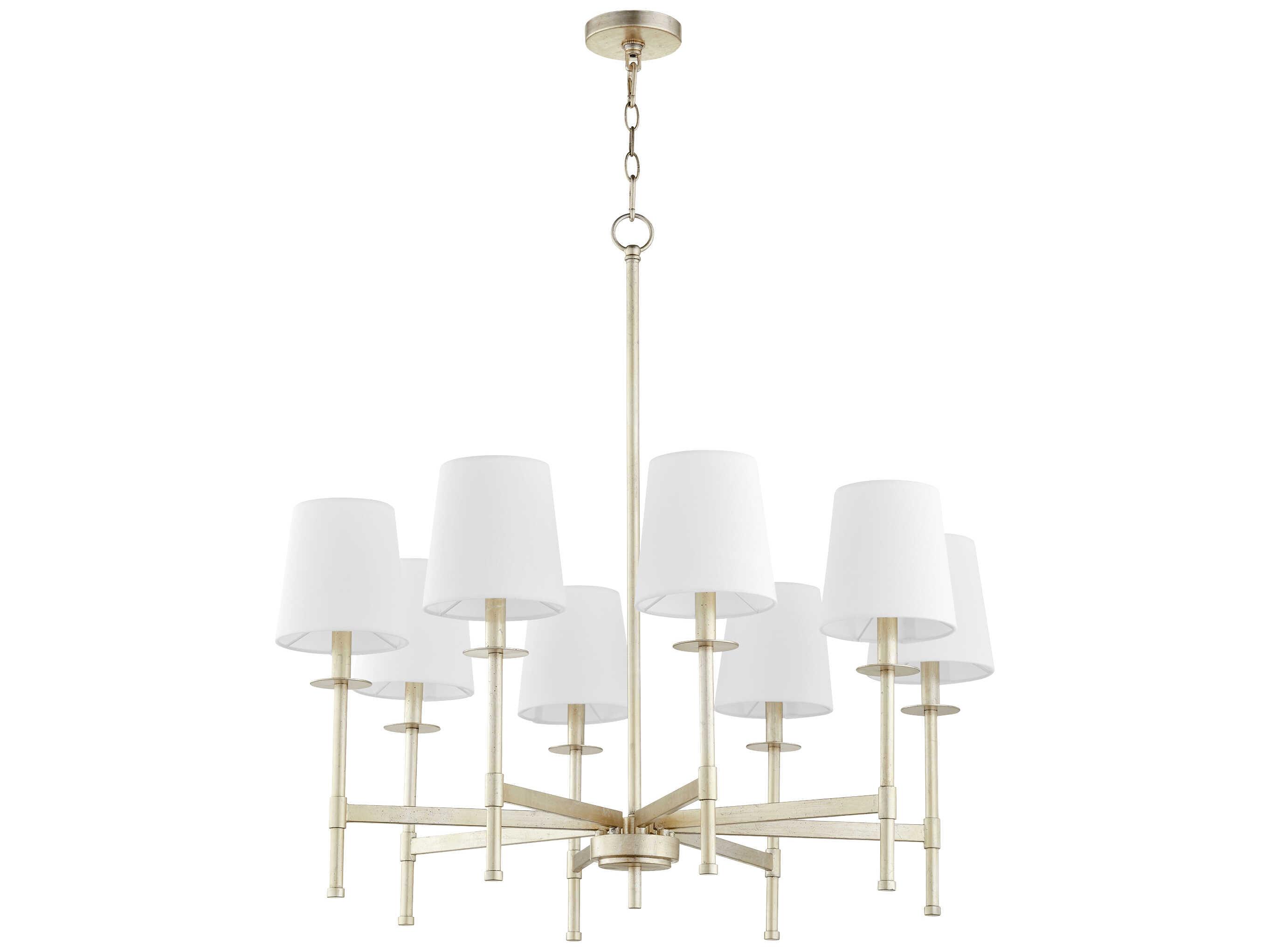 Quorum Belshaw 8-Light Aged Silver Leaf Candelabra Chandelier