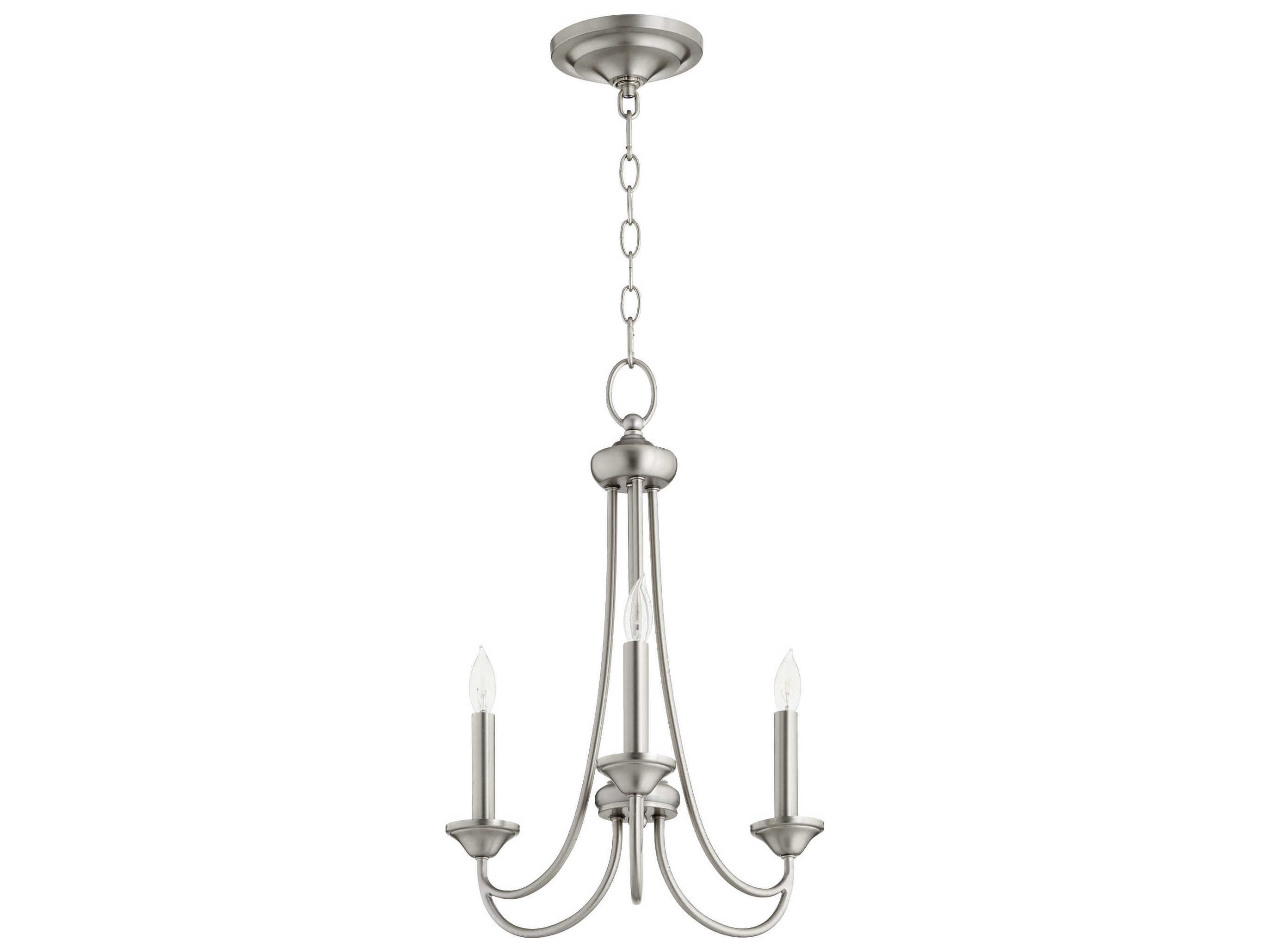 Quorum Brooks 3-Light Satin Nickel Candelabra Chandelier
