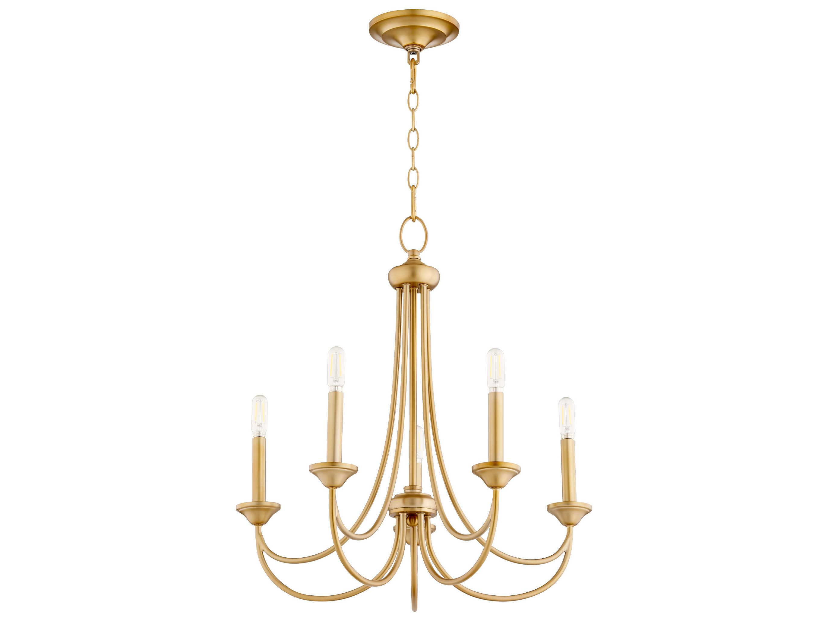 Quorum Brooks 5-Light Aged Brass Candelabra Chandelier