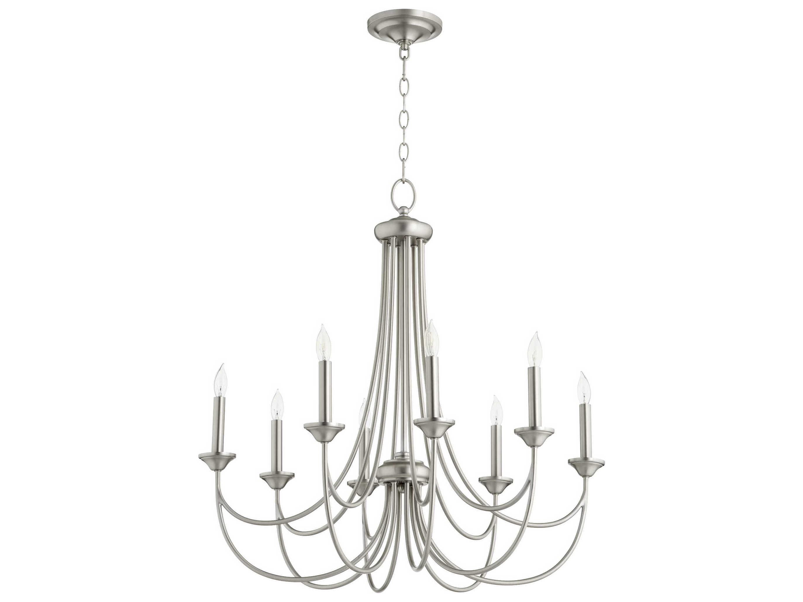 Quorum Brooks 8-Light Satin Nickel Candelabra Chandelier
