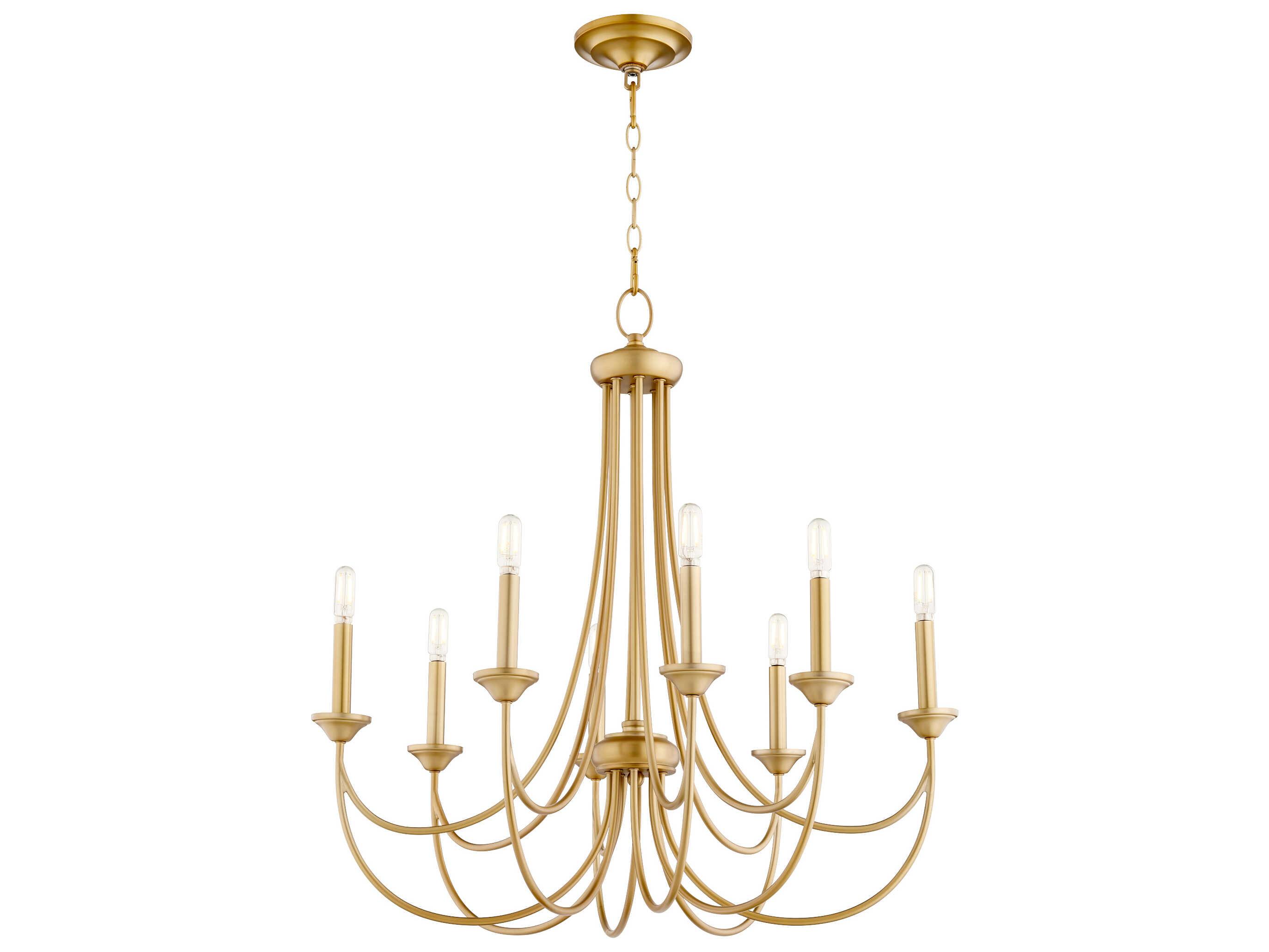 Quorum Brooks 8-Light Aged Brass Candelabra Chandelier