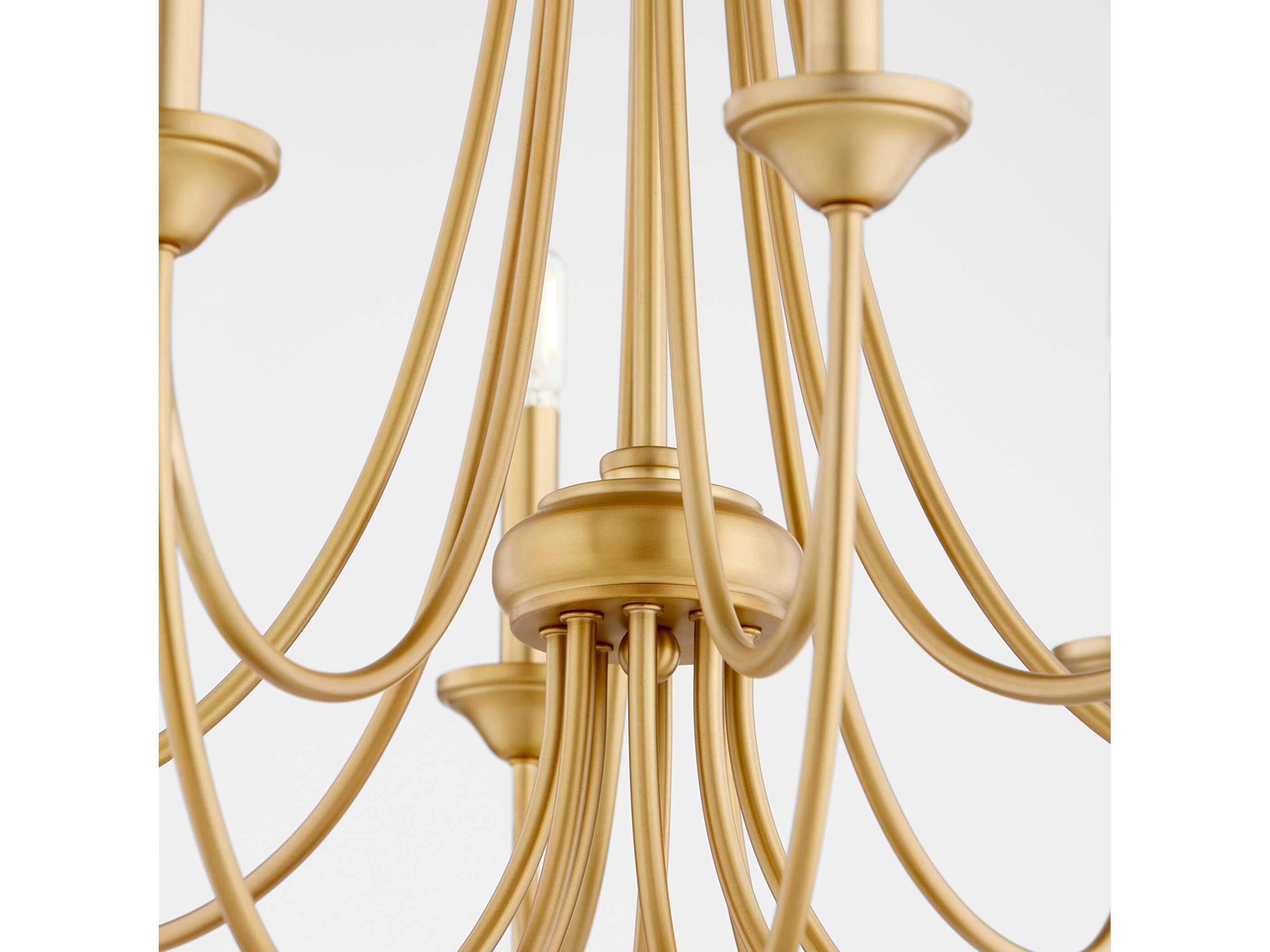 Quorum Brooks 8-Light Aged Brass Candelabra Chandelier
