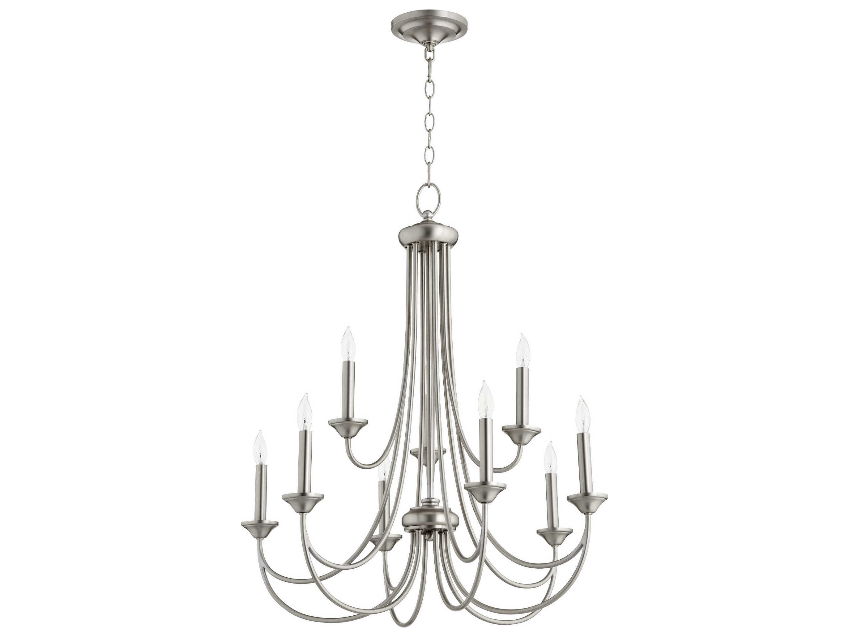 Quorum Brooks 9-Light Satin Nickel Candelabra Tiered Chandelier