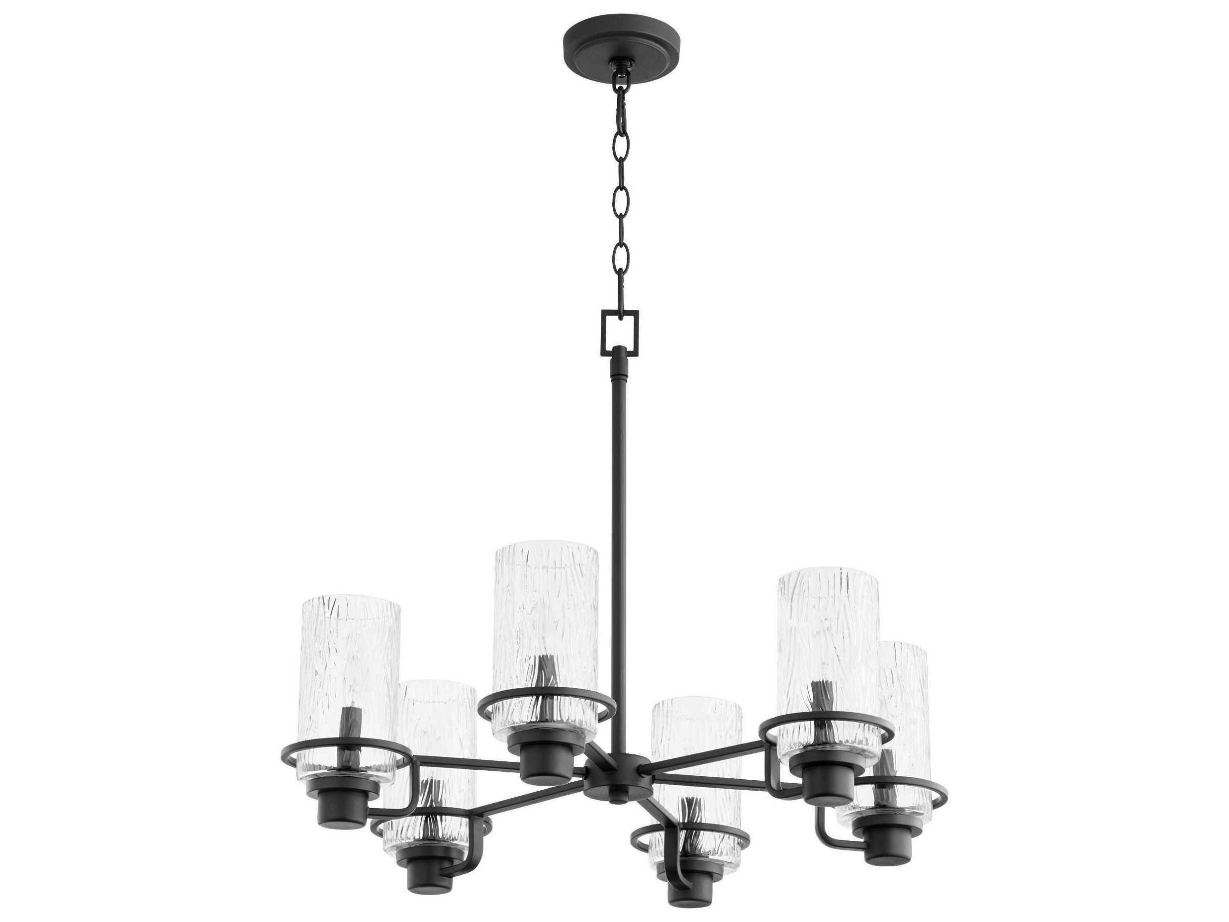 Quorum Lazo 6-Light Noir Black Glass Candelabra Cylinder Chandelier