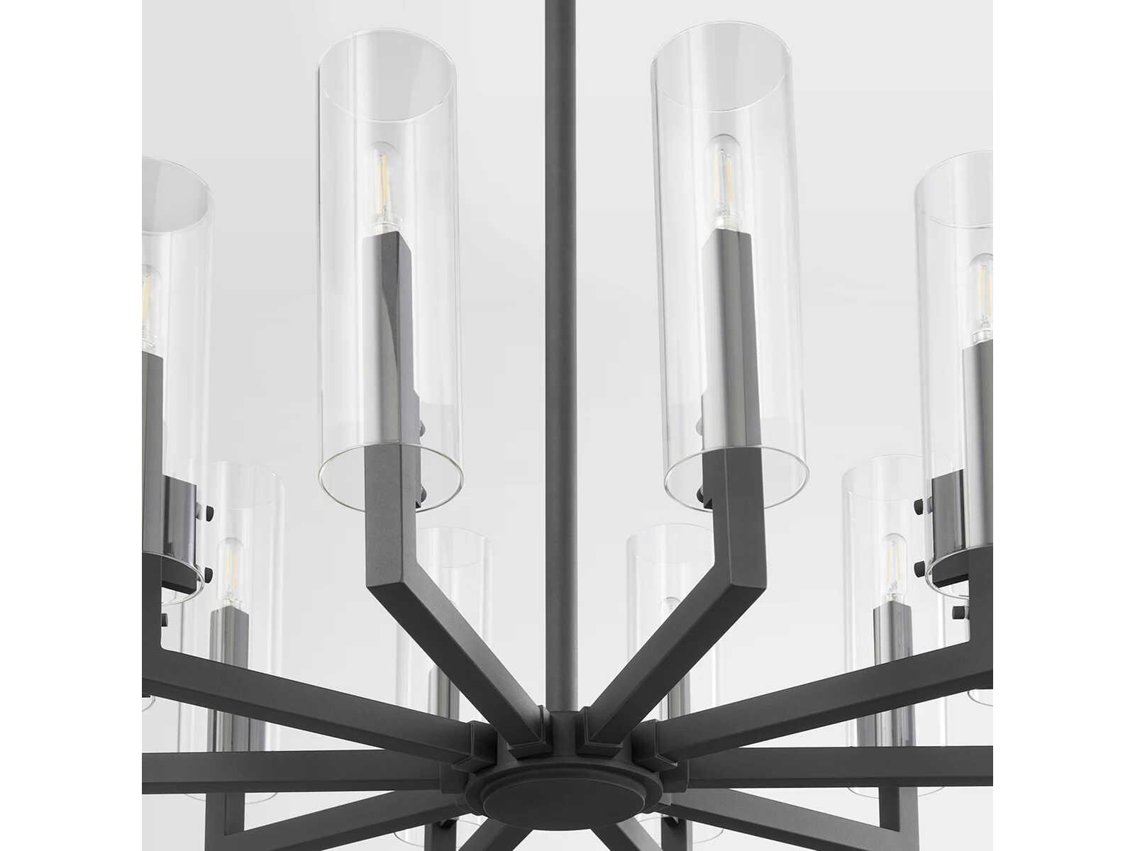 Quorum Harbin 10-Light Textured Black Candelabra Cylinder Chandelier