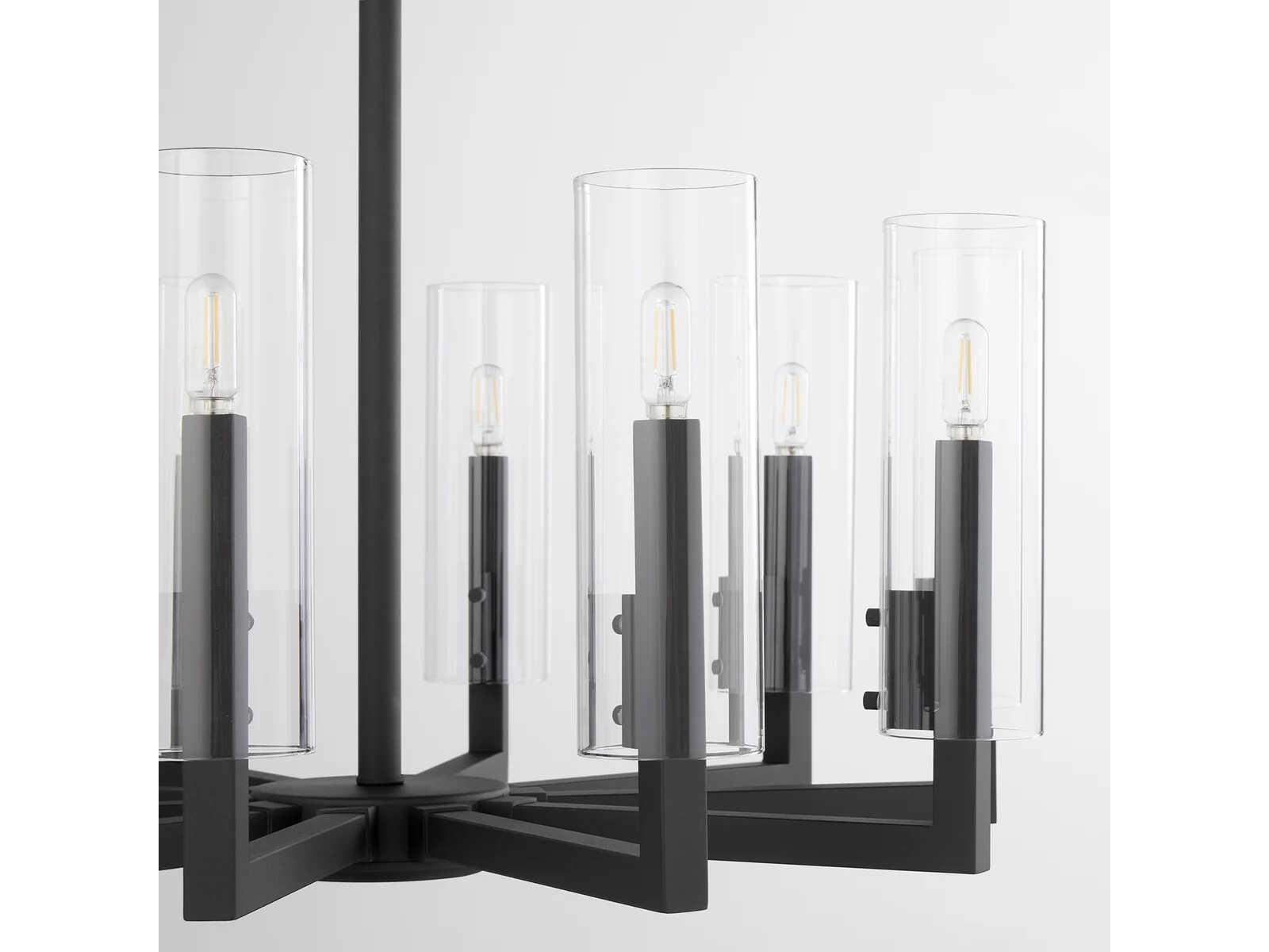 Quorum Harbin 10-Light Textured Black Candelabra Cylinder Chandelier