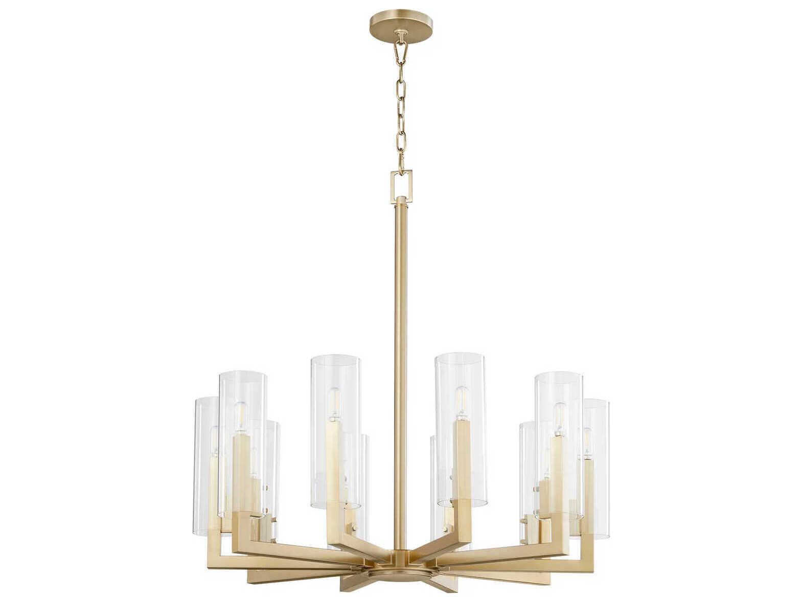 Quorum Harbin 10-Light Aged Brass Candelabra Cylinder Chandelier