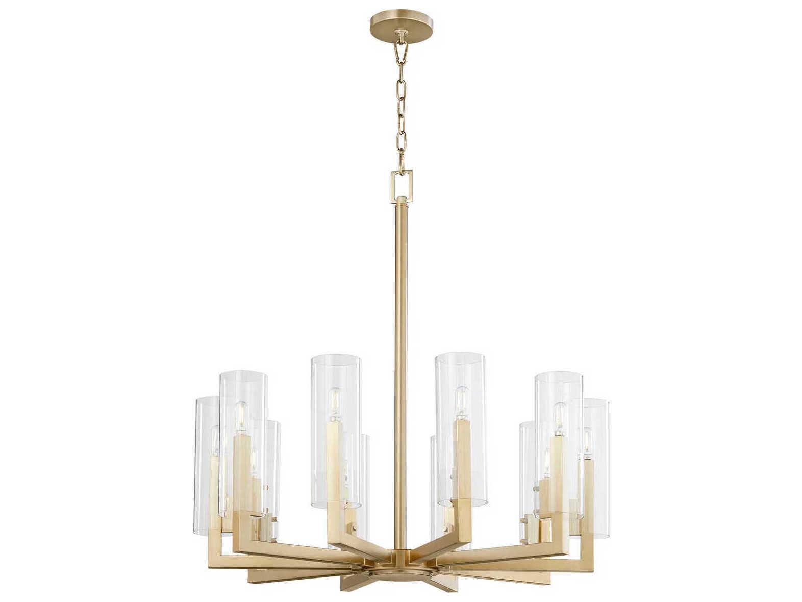 Quorum Harbin 10-Light Aged Brass Candelabra Cylinder Chandelier