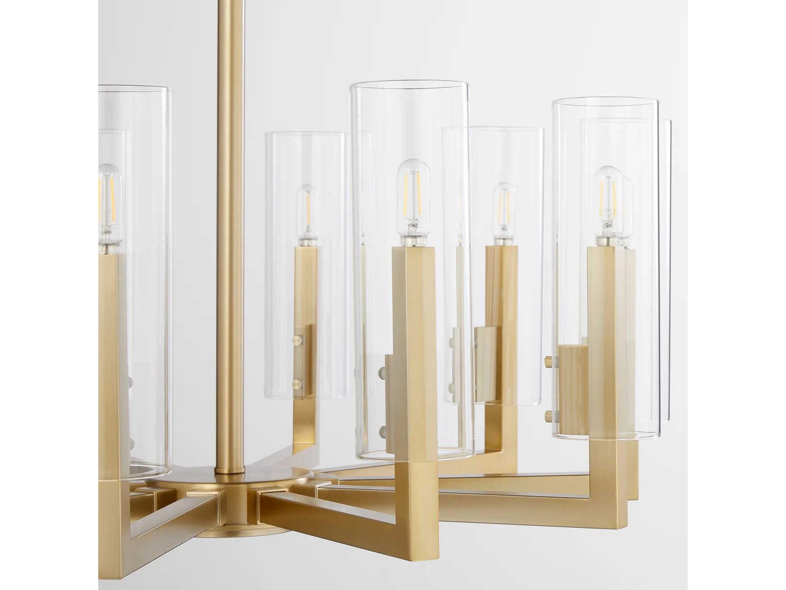 Quorum Harbin 10-Light Aged Brass Candelabra Cylinder Chandelier