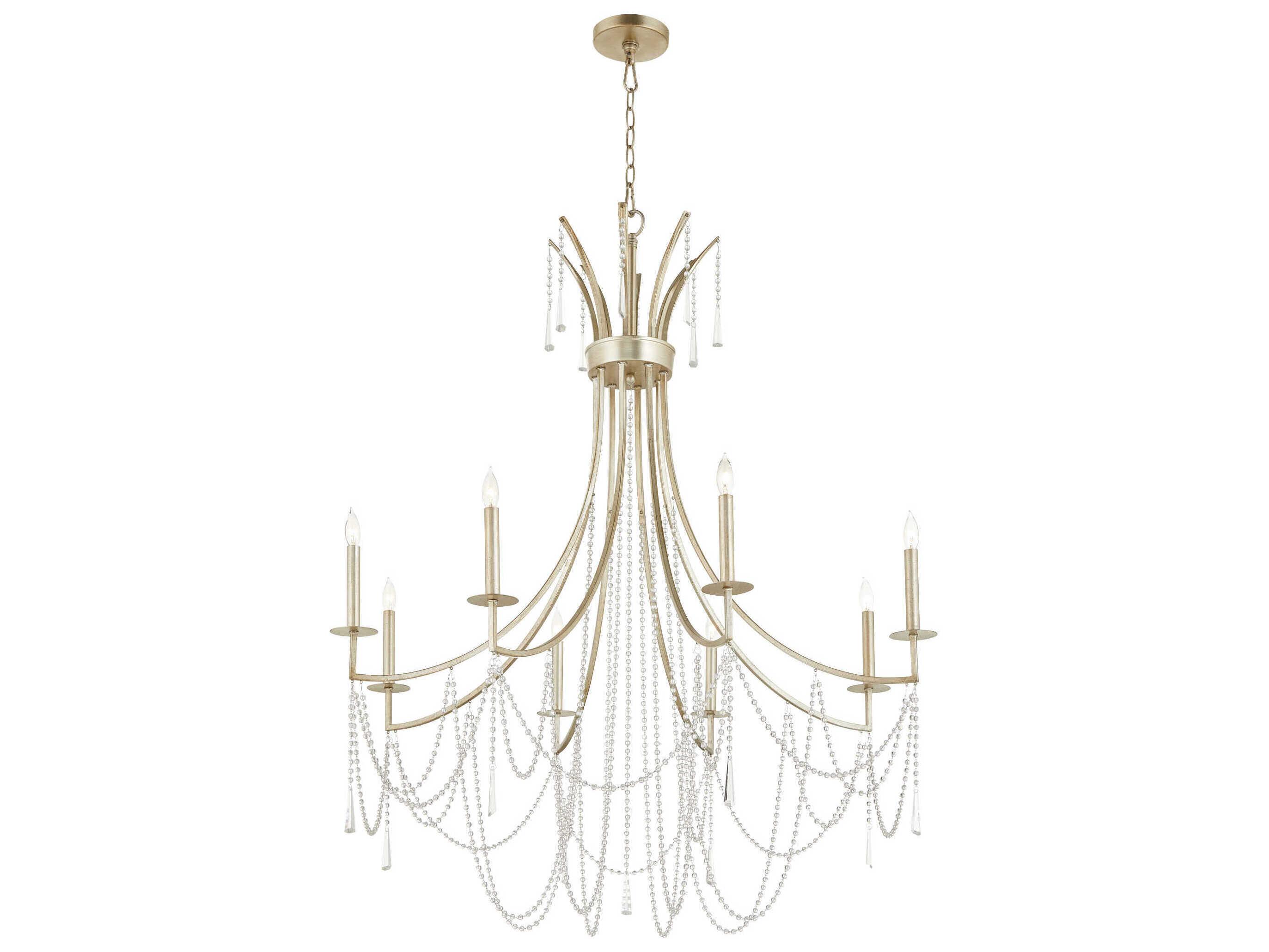Quorum Malin 8-Light Antique Silver Candelabra Chandelier