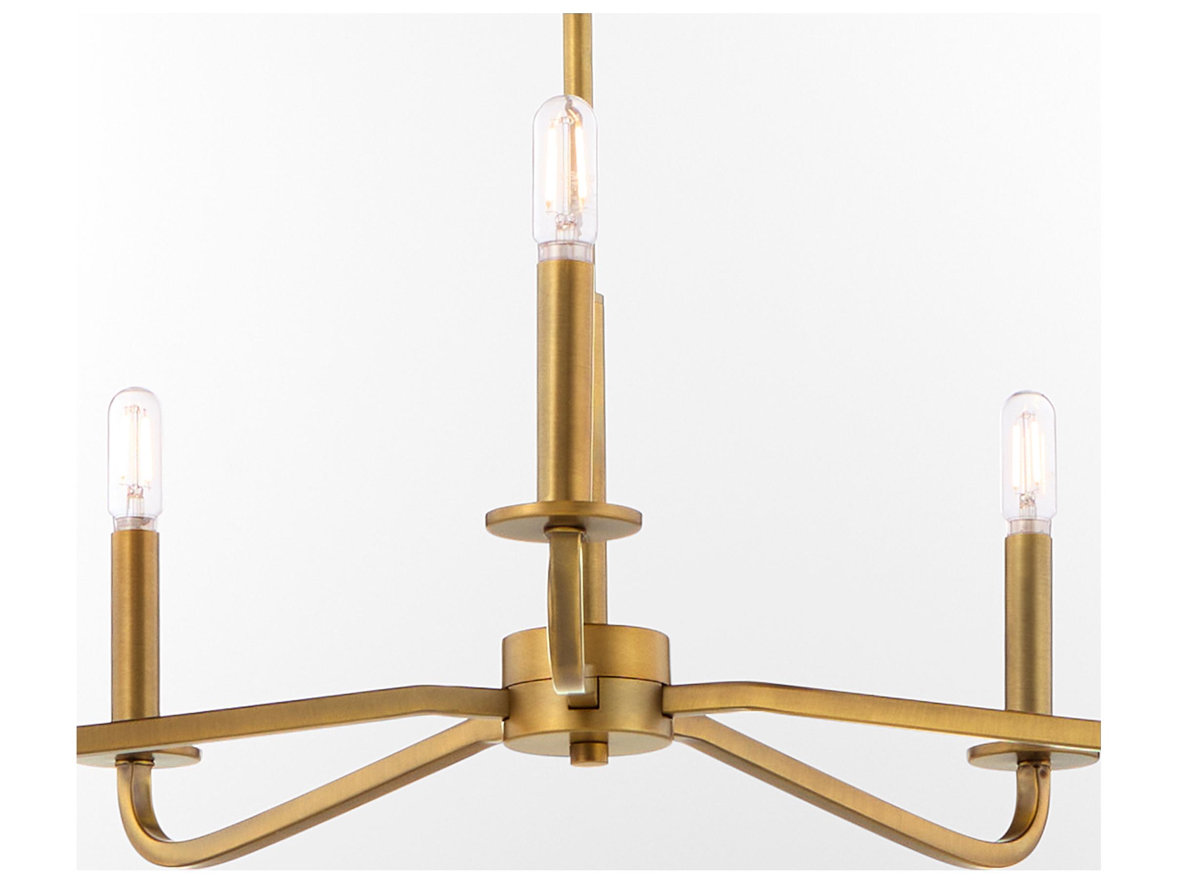 Quorum Rutherford 5-Light Brushed Brass Candelabra Chandelier