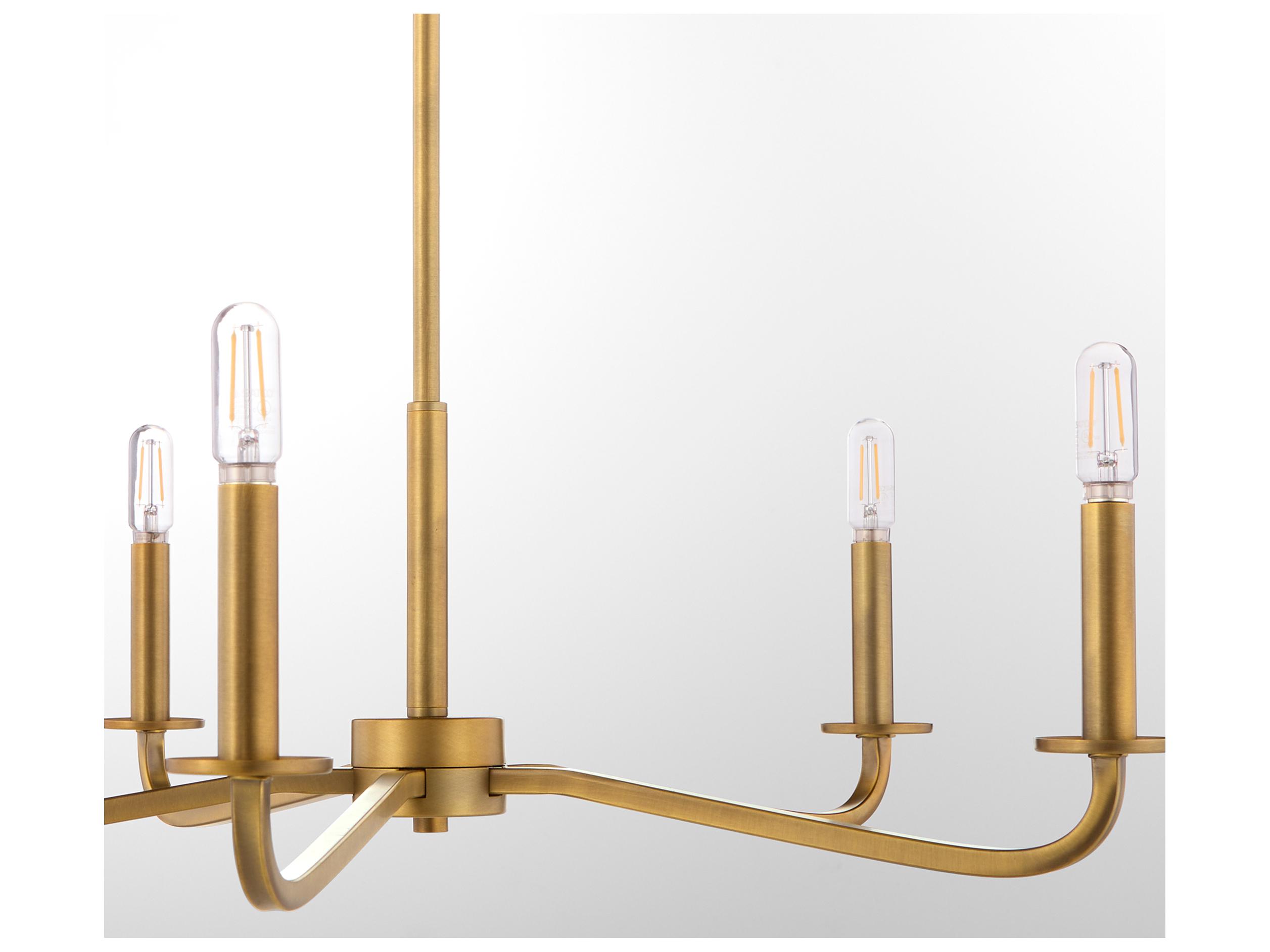Quorum Rutherford 5-Light Brushed Brass Candelabra Chandelier