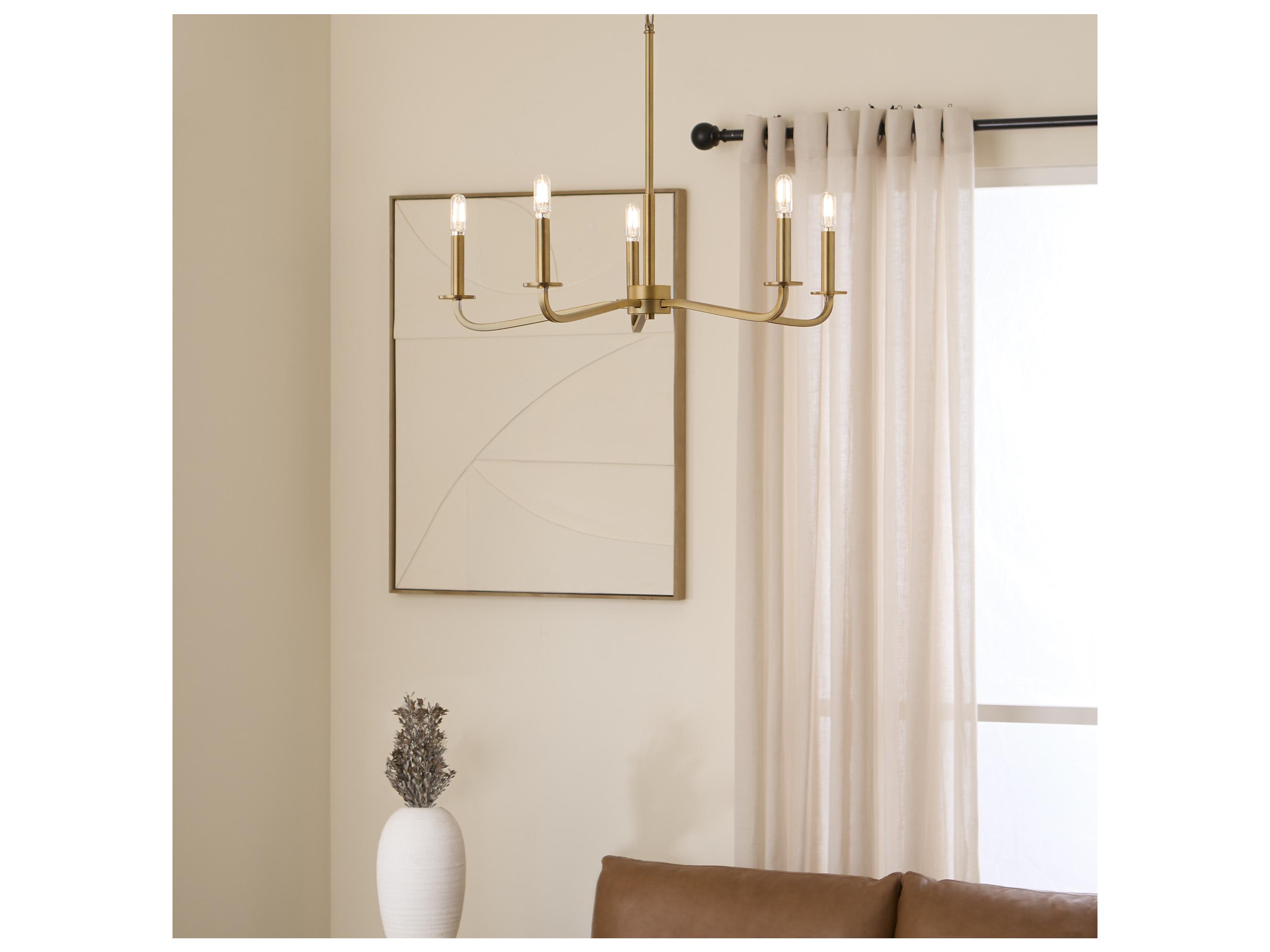 Quorum Rutherford 5-Light Brushed Brass Candelabra Chandelier