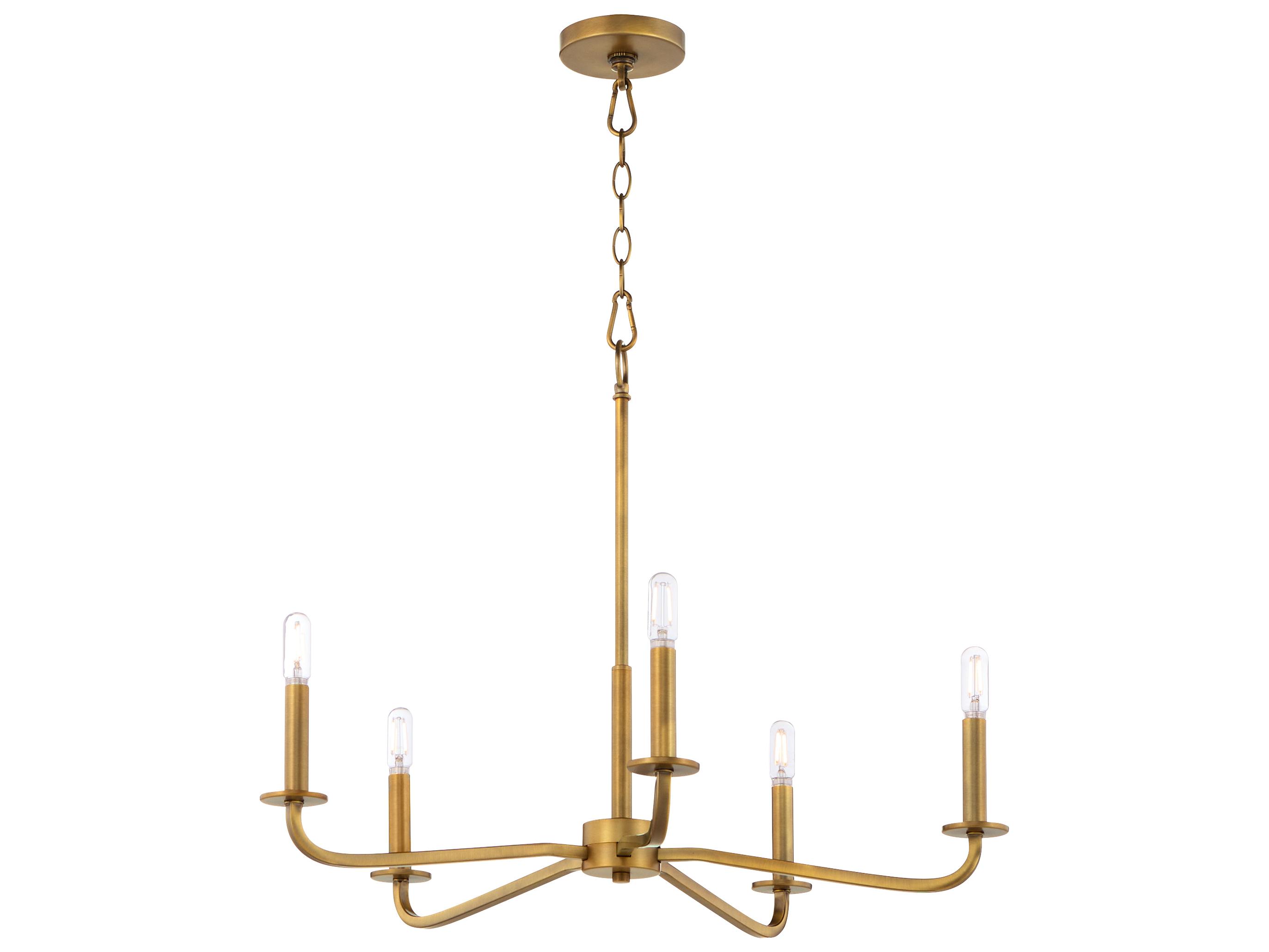 Quorum Rutherford 5-Light Brushed Brass Candelabra Chandelier