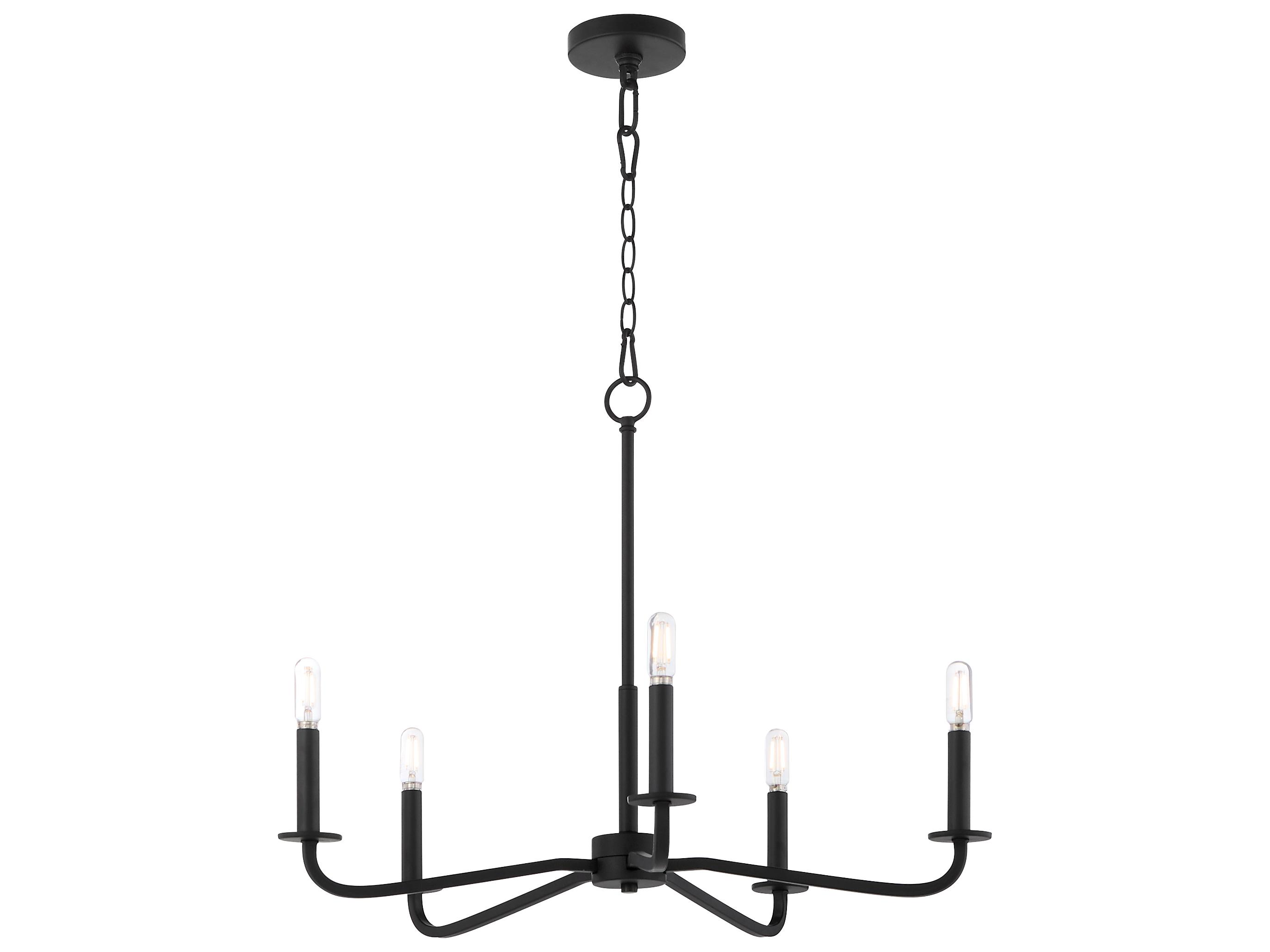 Quorum Rutherford 5-Light Matte Black Candelabra Chandelier