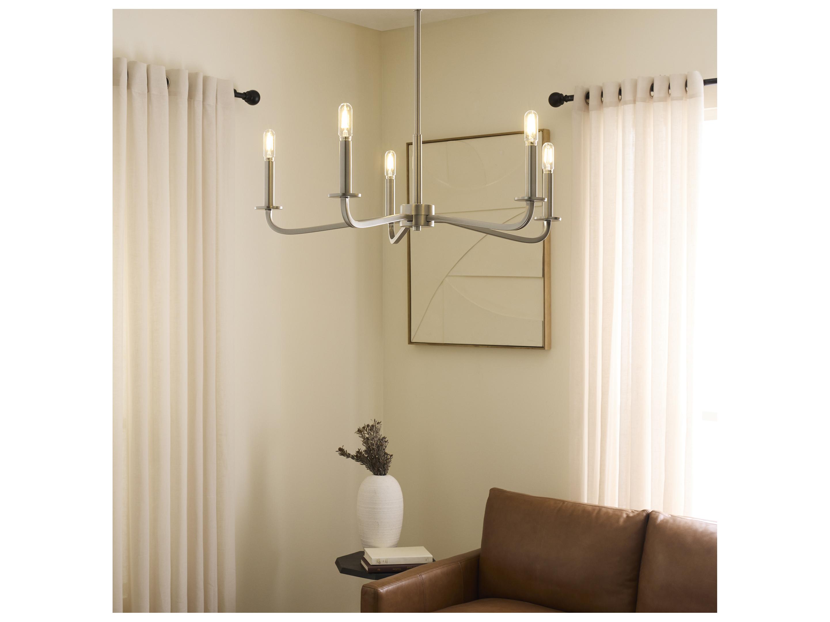 Quorum Rutherford 5-Light Satin Nickel Candelabra Chandelier